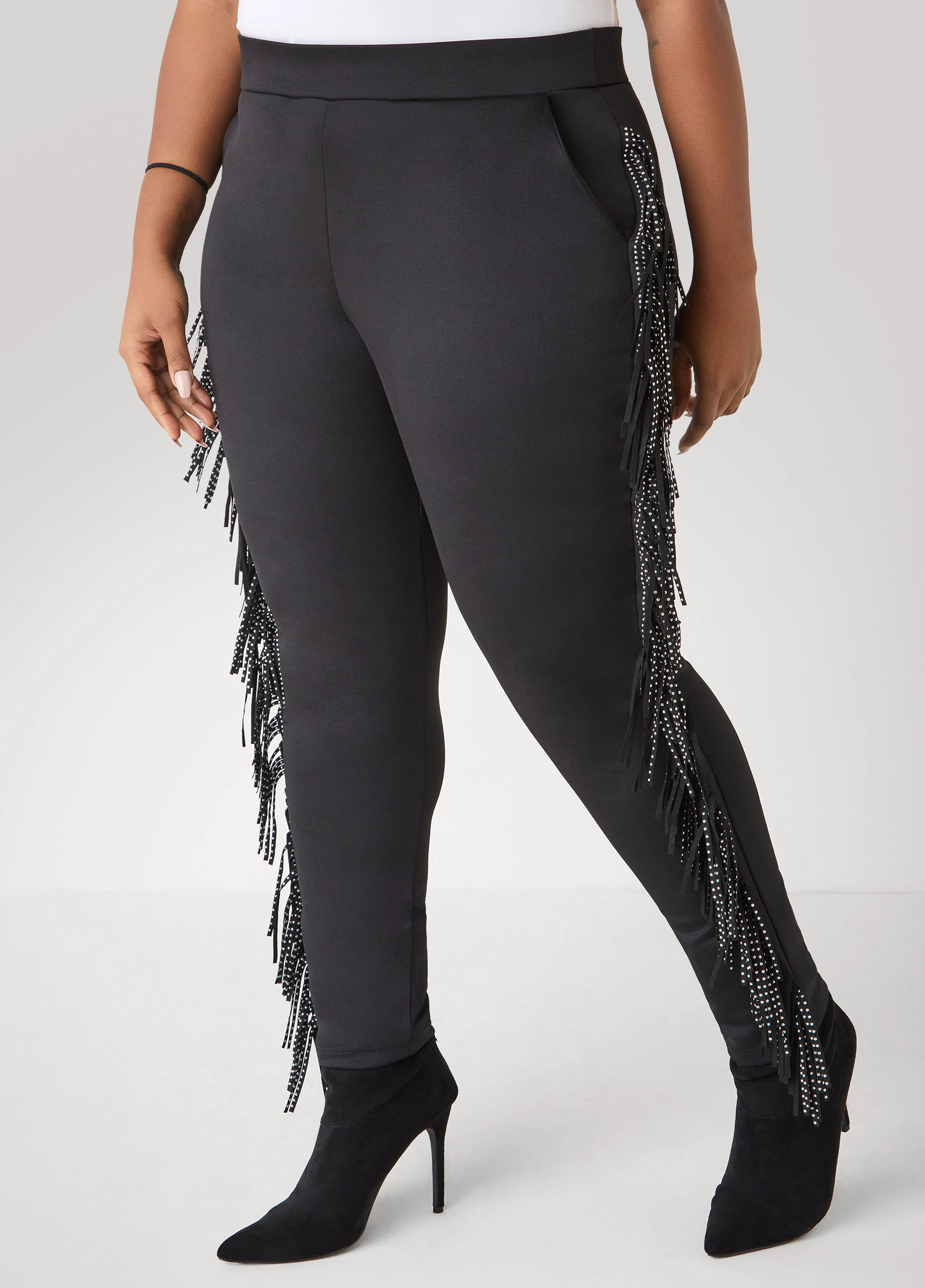Studded Fringe Track Pants - Image 3