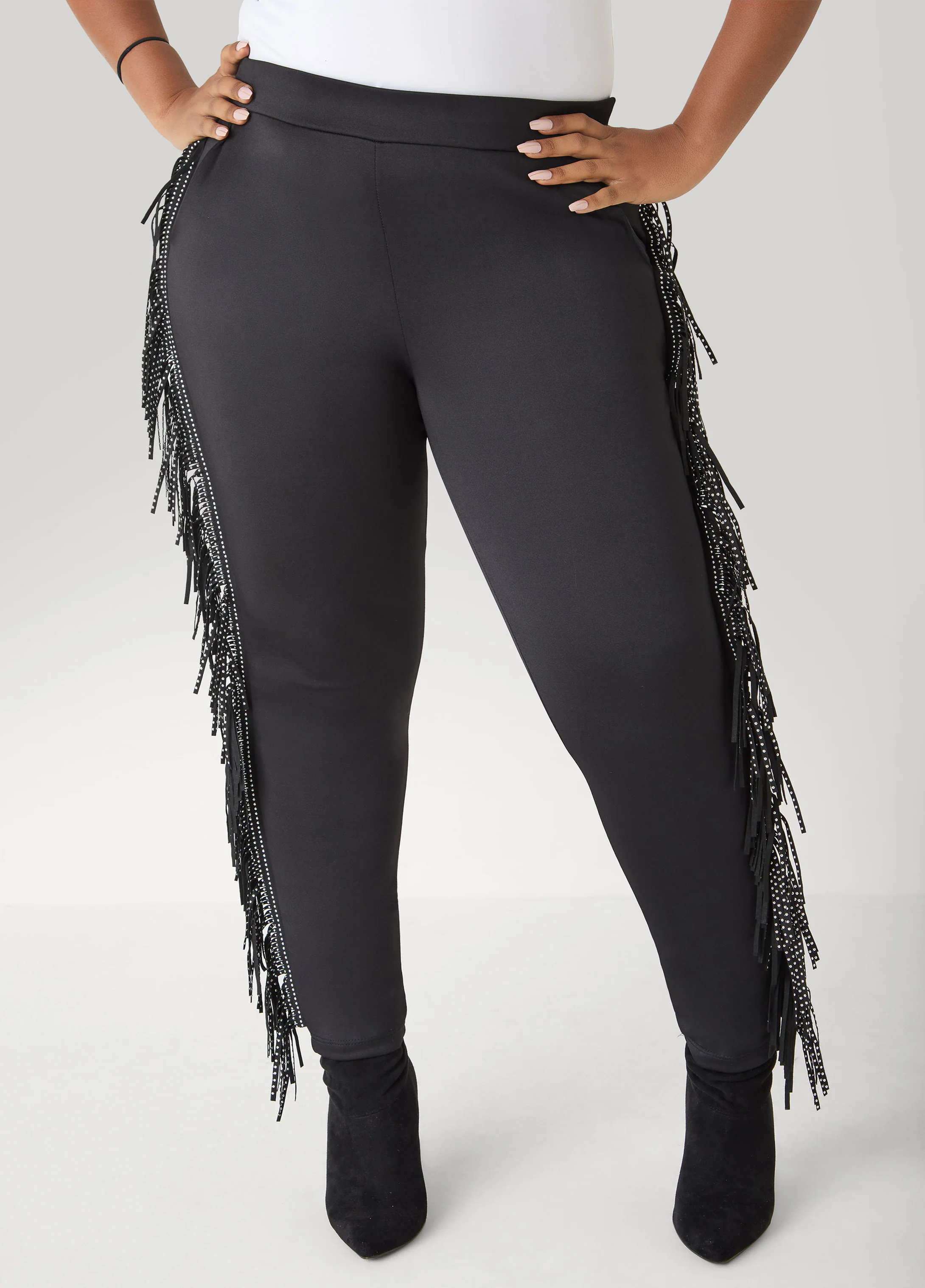 Studded Fringe Track Pants - Image 5