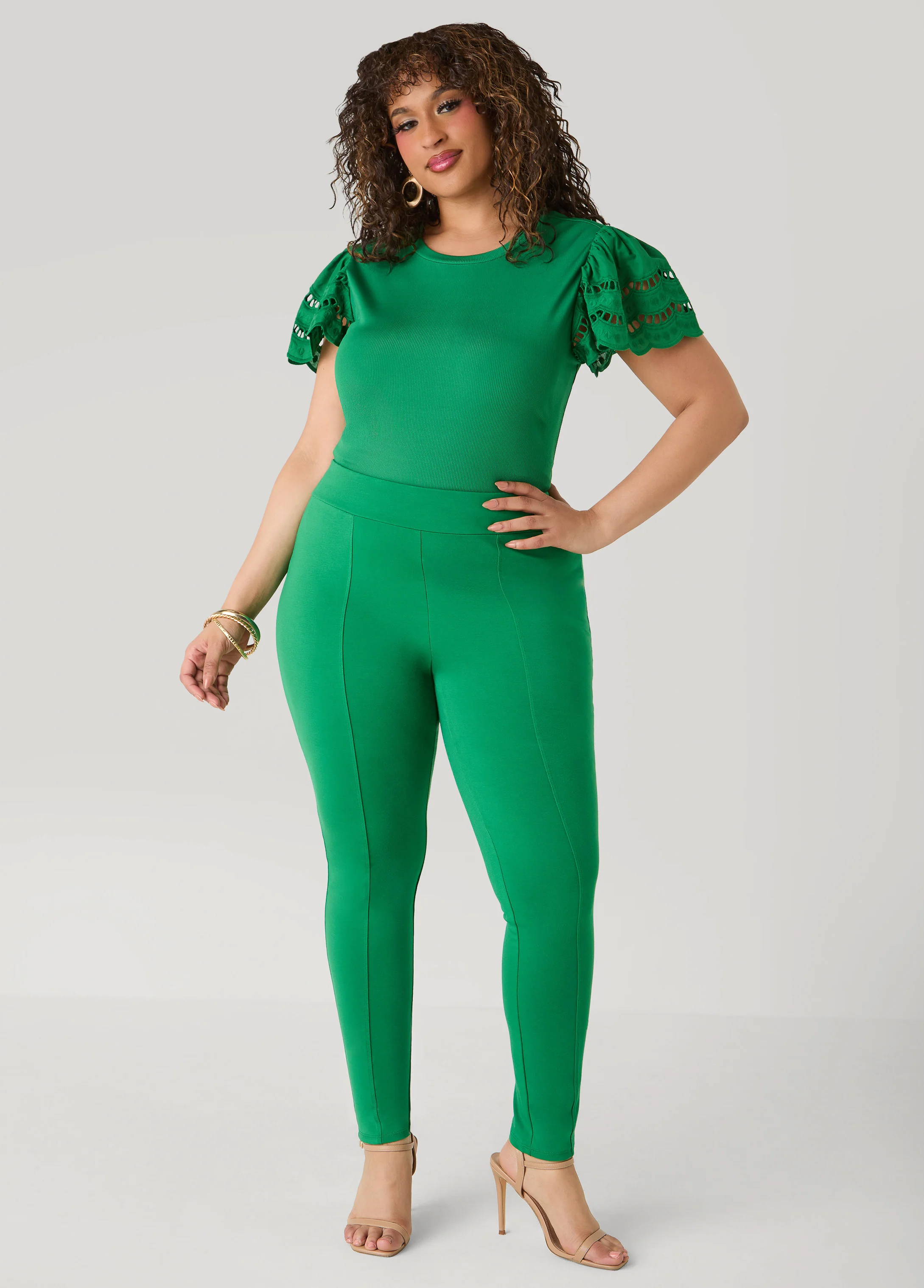 Eyelet Paneled Ribbed Top - Image 3