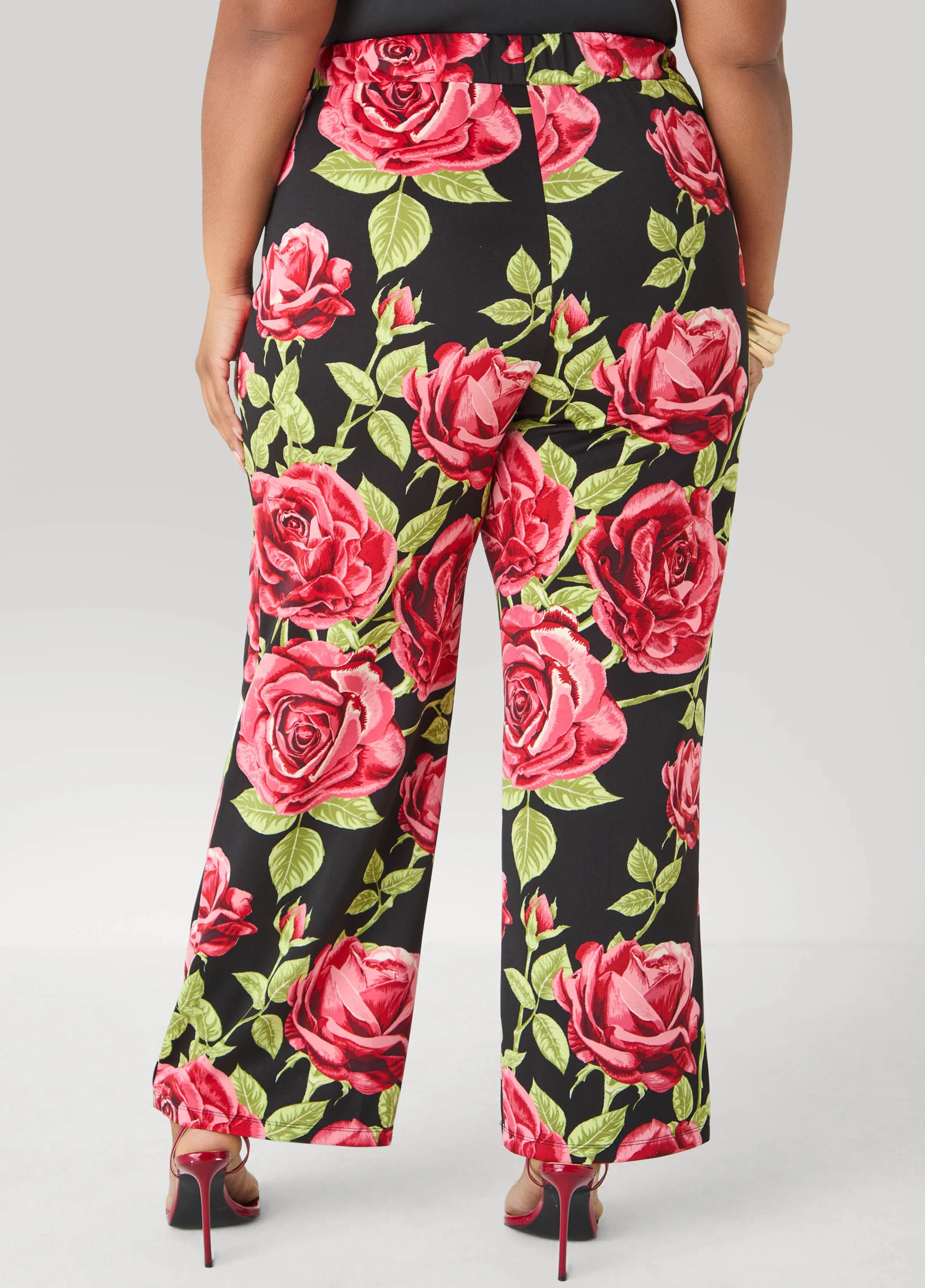 Rose Print Wide Leg Pants - Image 2