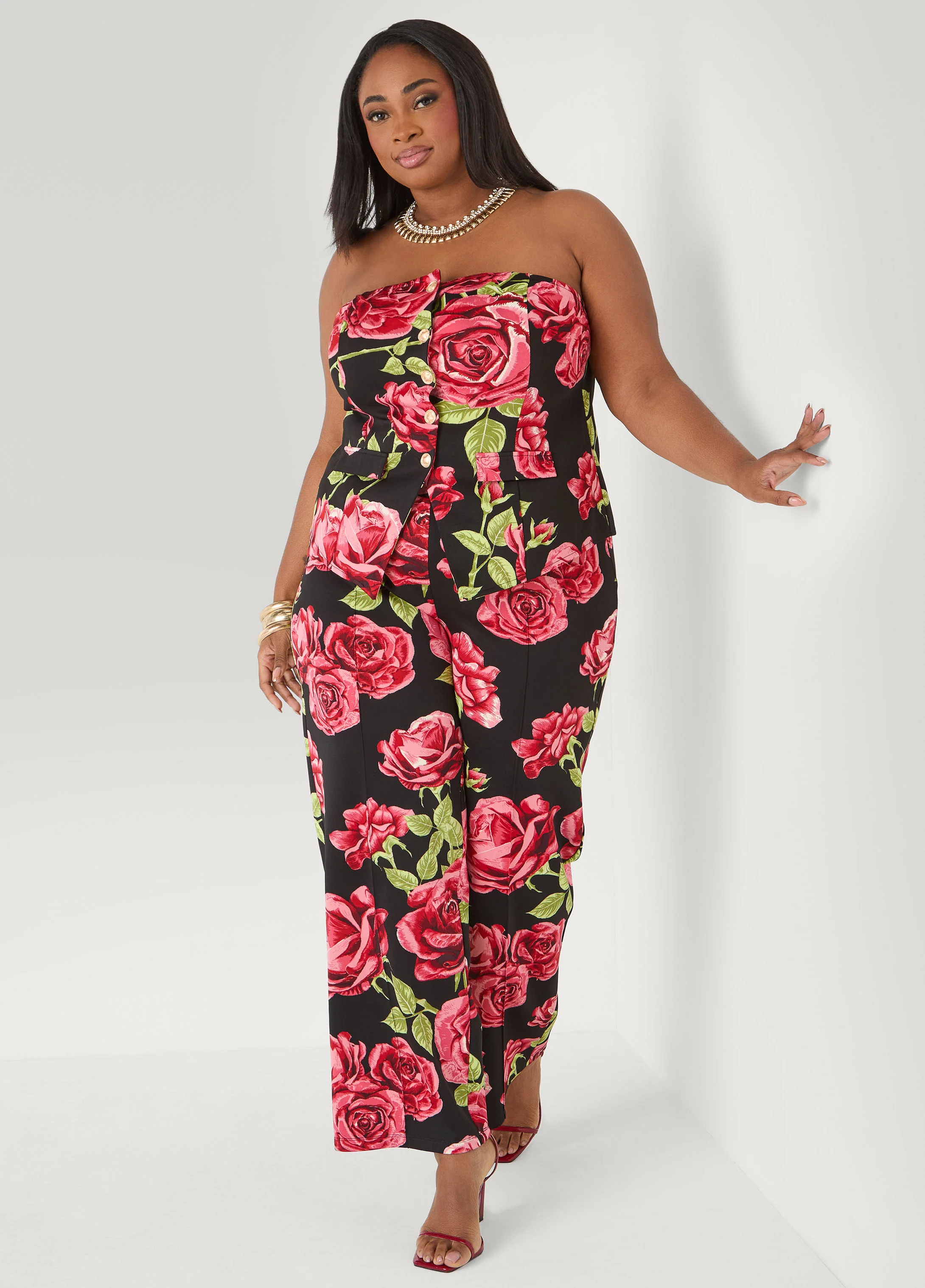Rose Print Wide Leg Pants - Image 4
