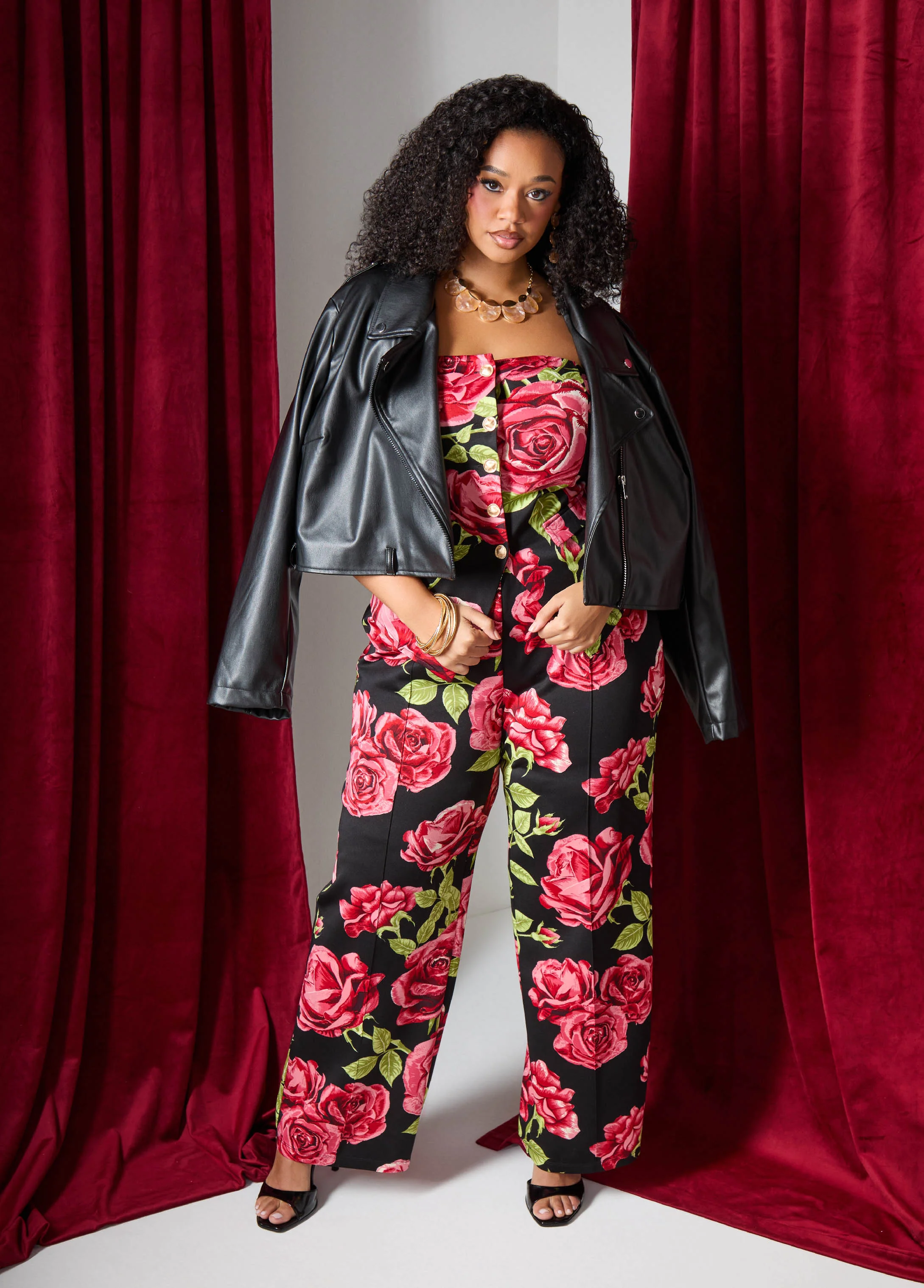 Rose Print Wide Leg Pants - Image 6