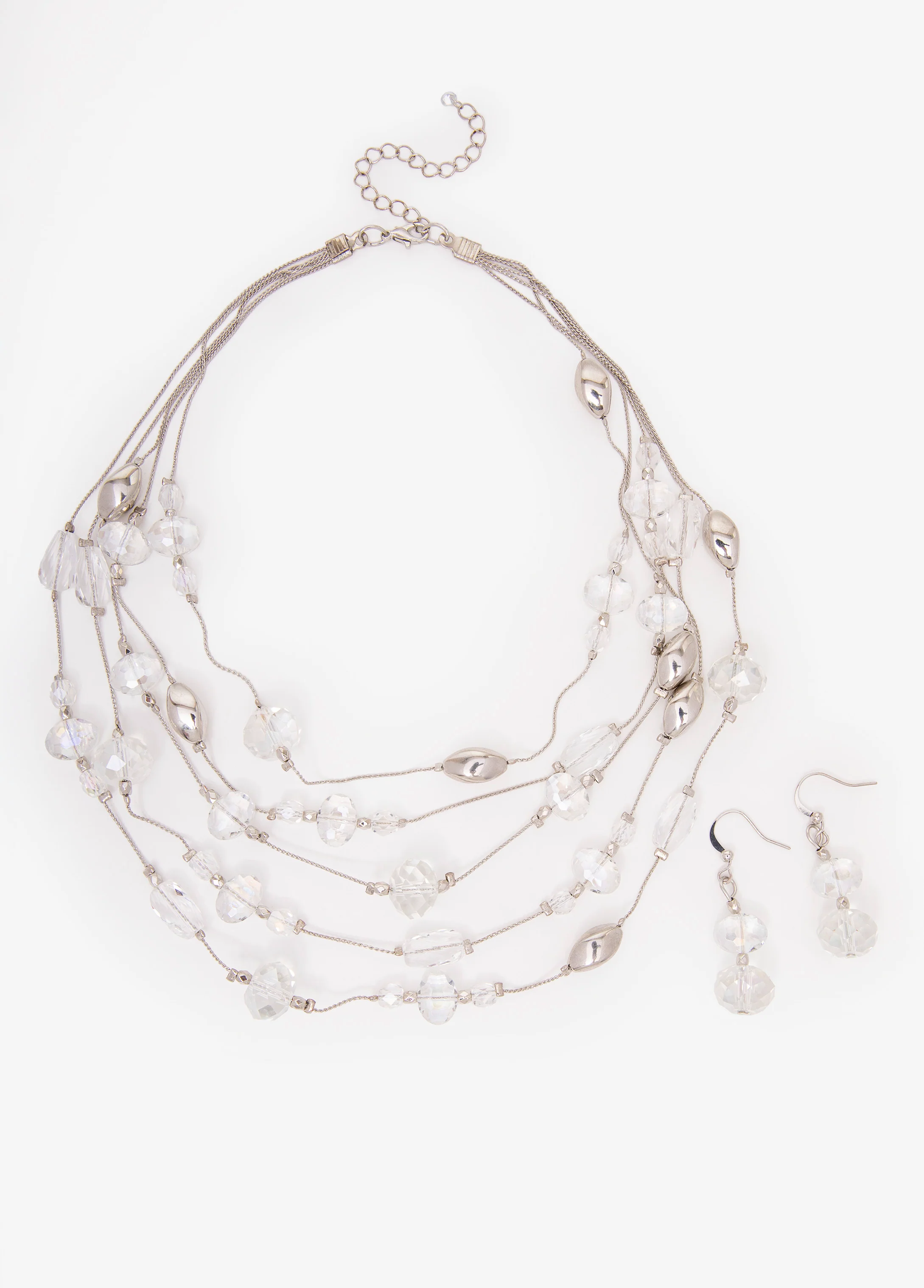 Silver Tone Bead Necklace Set - Image 2