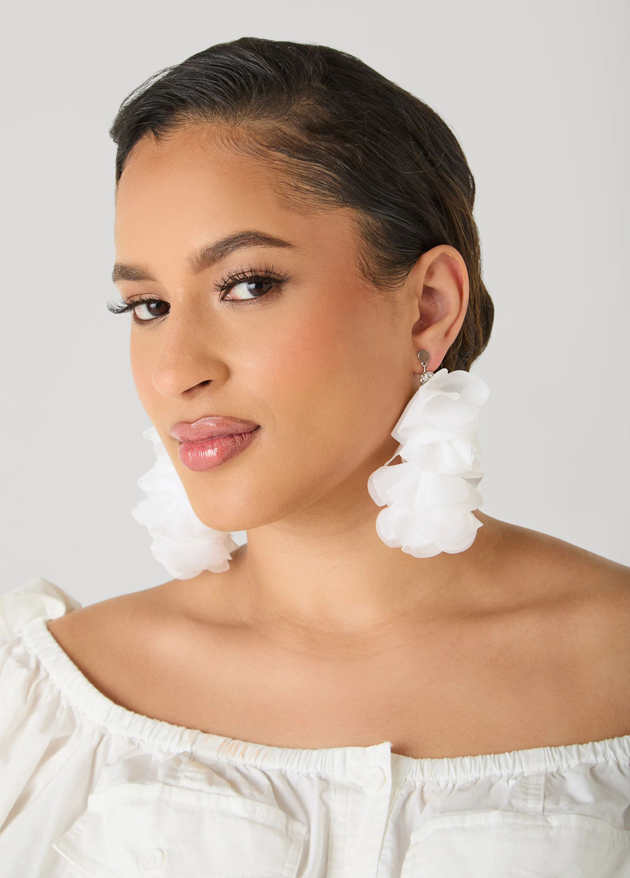 Cascading Chiffon Petal Earrings - Image 2