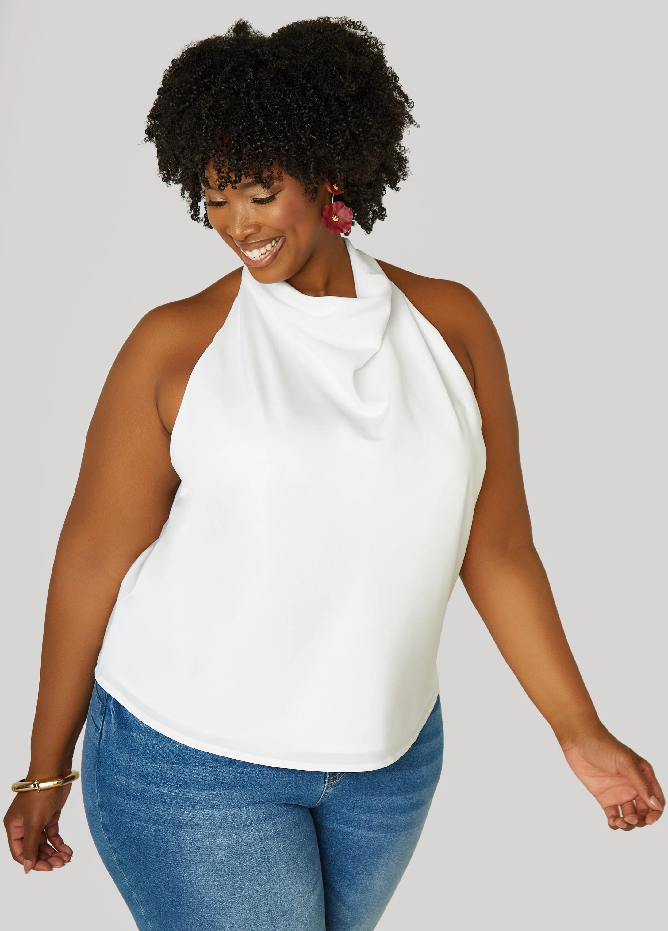 Satin Cowl Neck Top - Image 5