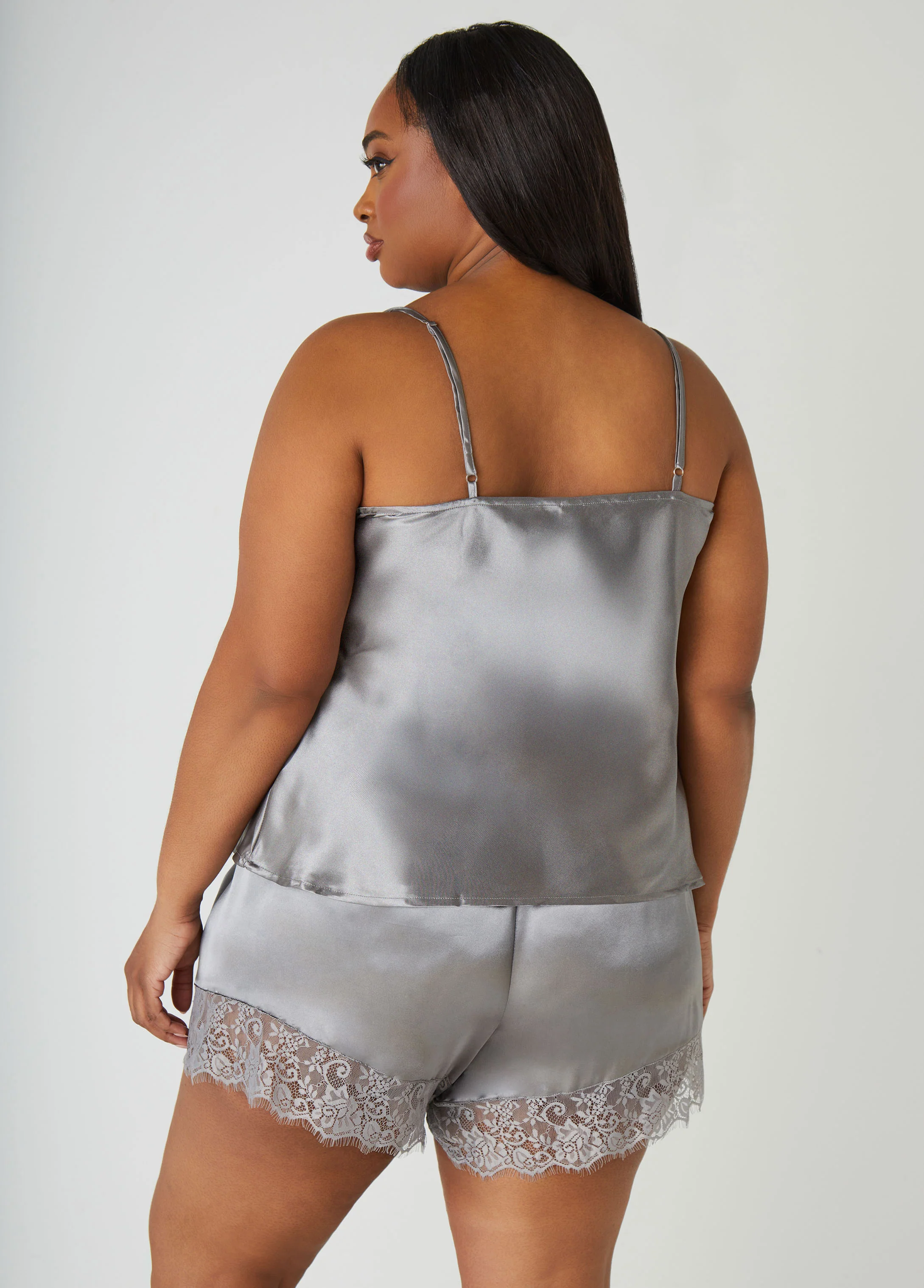Lace Trimmed Cami & Shorts Set - Image 2