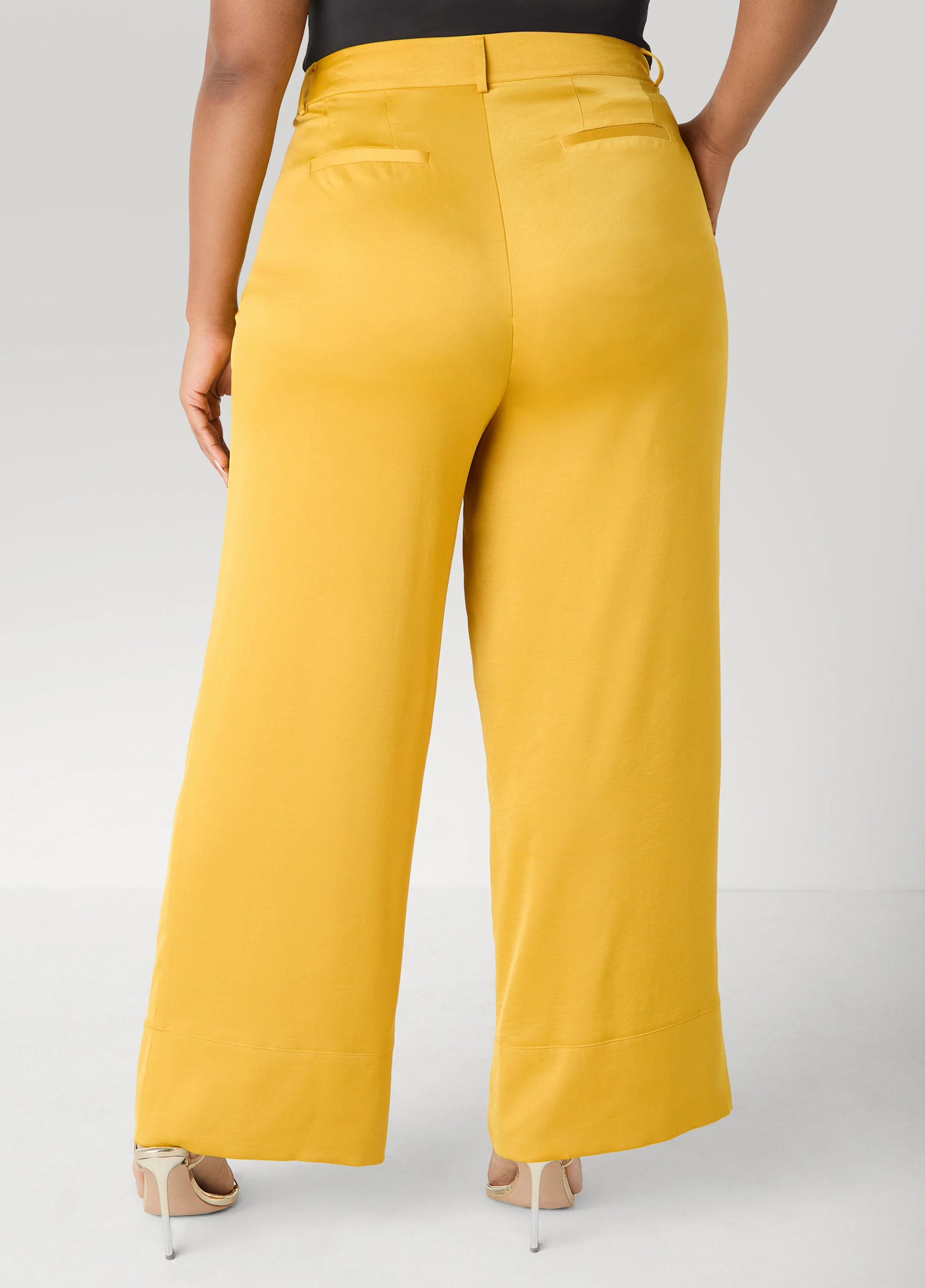 Pleated Satin Wide Leg Pants - Image 2