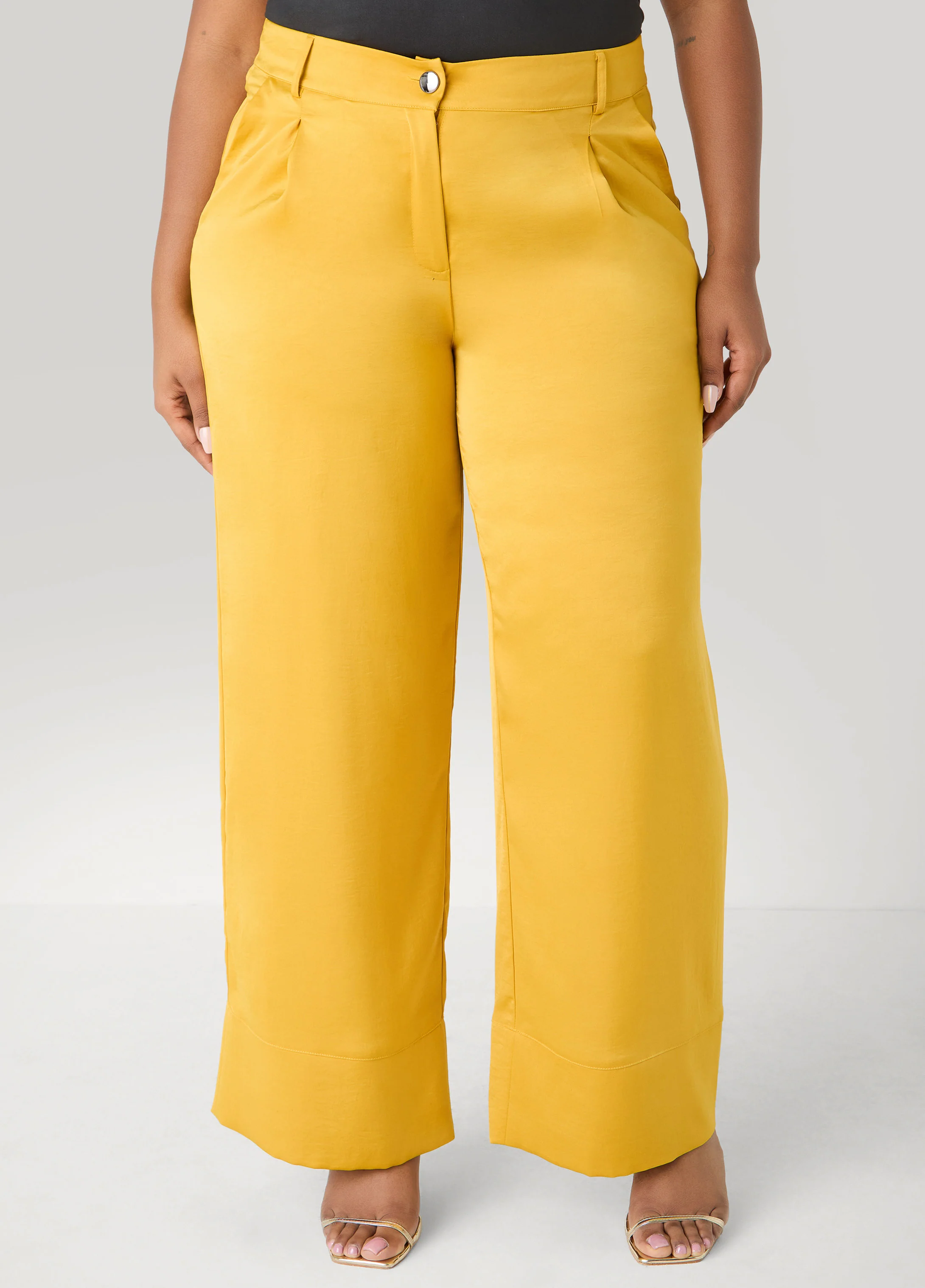 Pleated Satin Wide Leg Pants - Image 6
