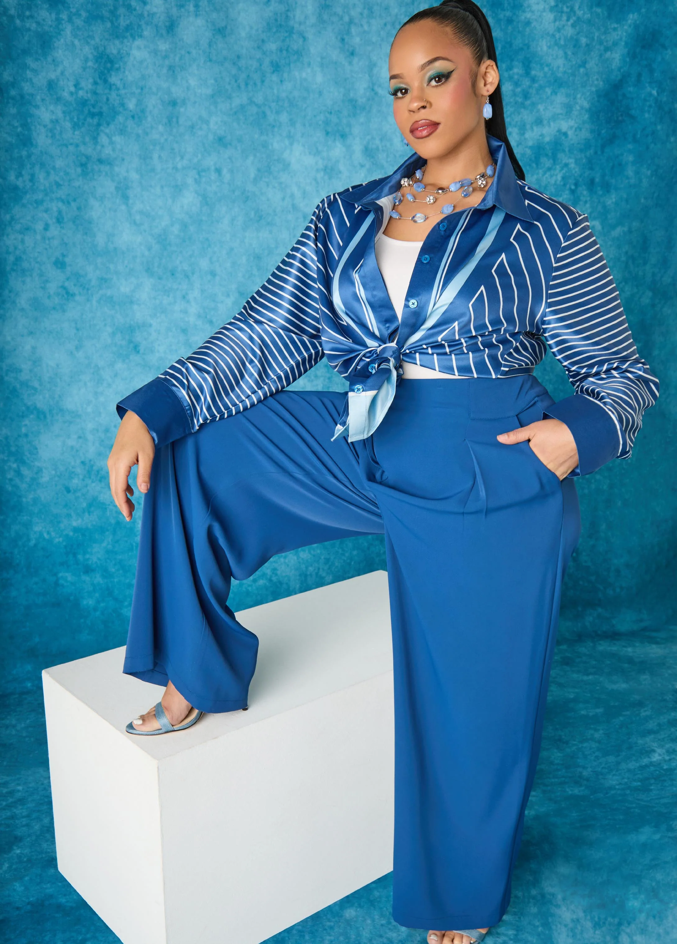 Pleated Wide Leg Pants - Image 5