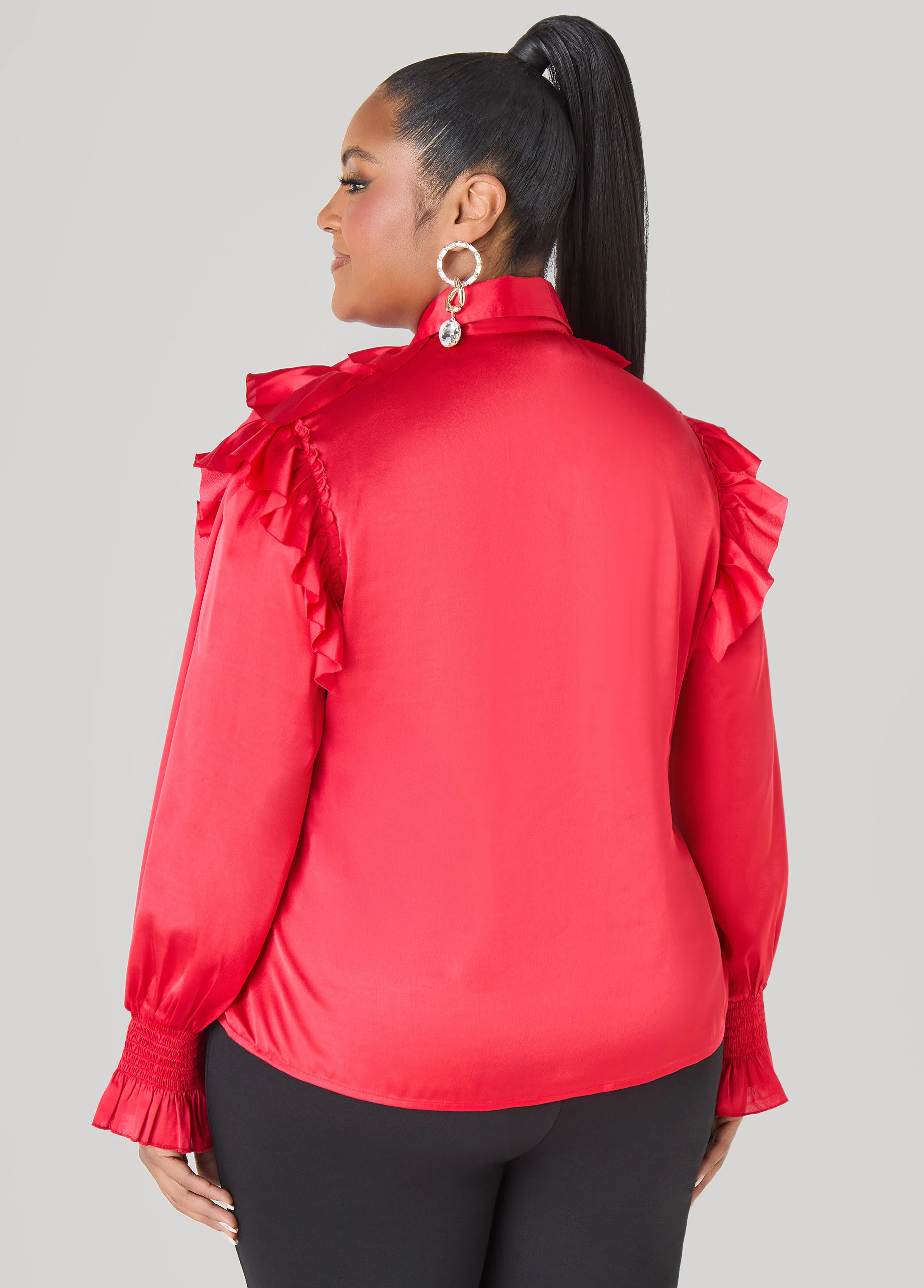 Ruffled Satin Shirt - Image 2