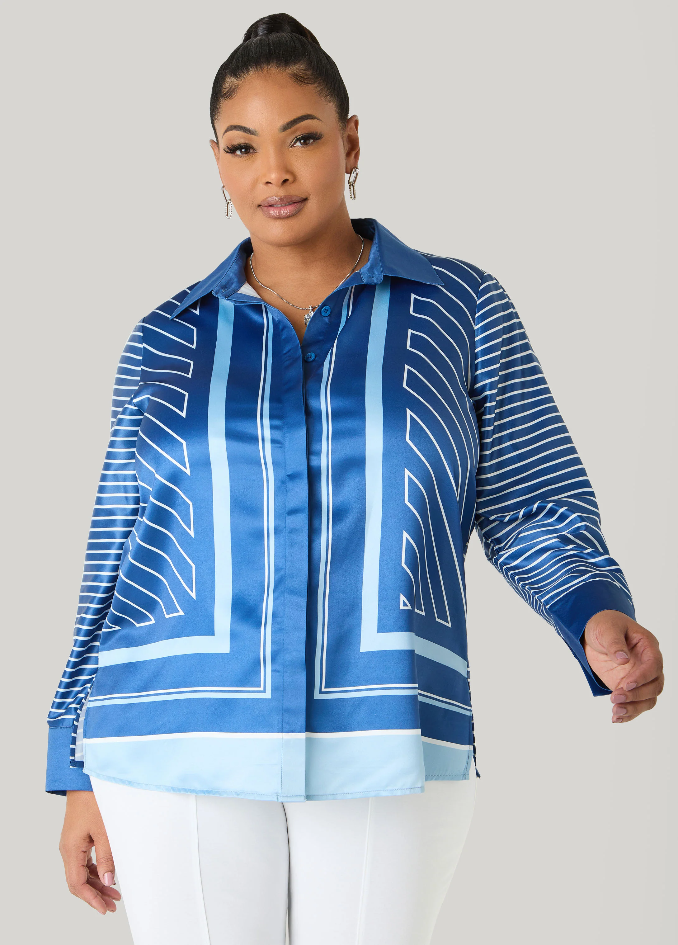 Striped Satin Shirt - Image 8