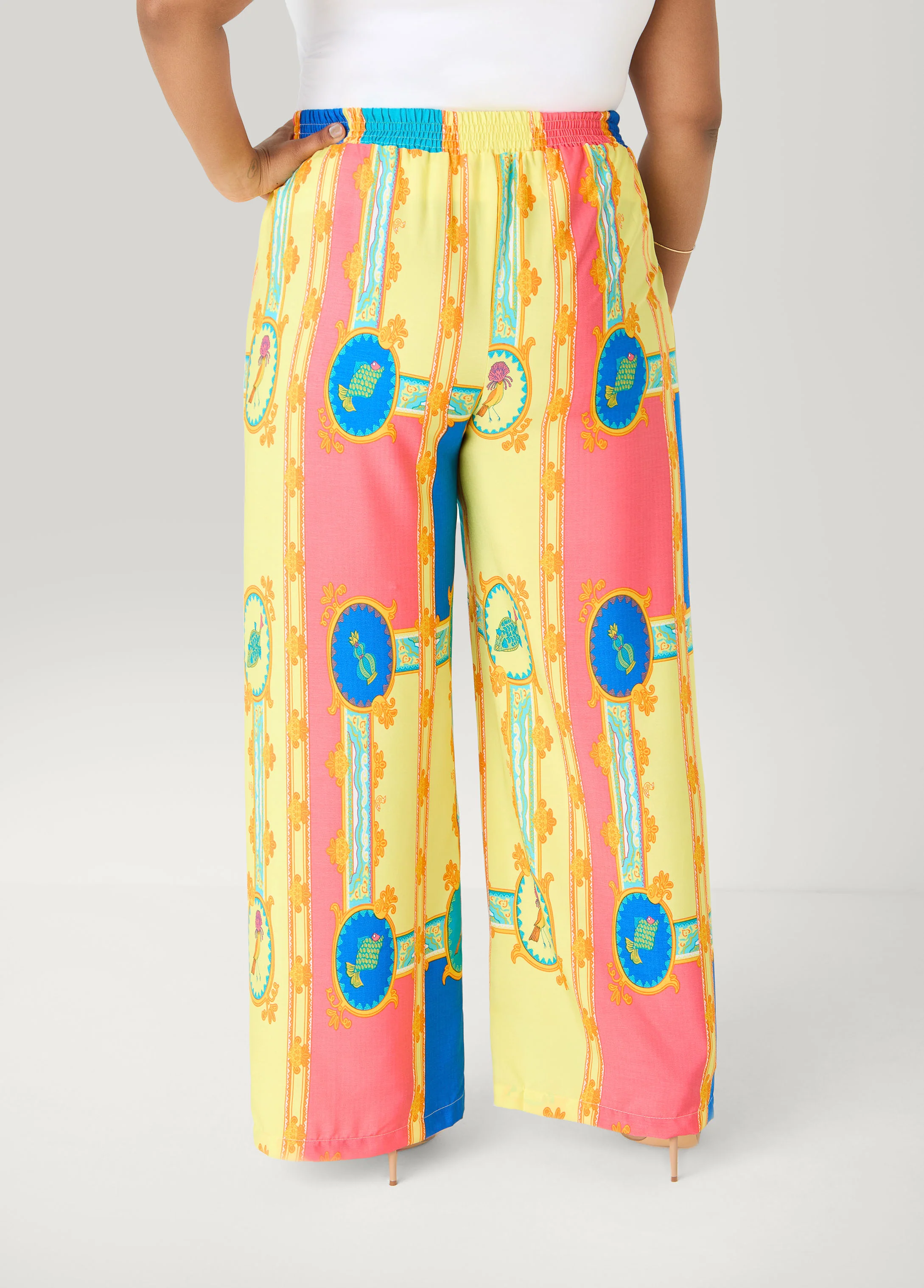 Scarf Print Wide Leg Pants - Image 2