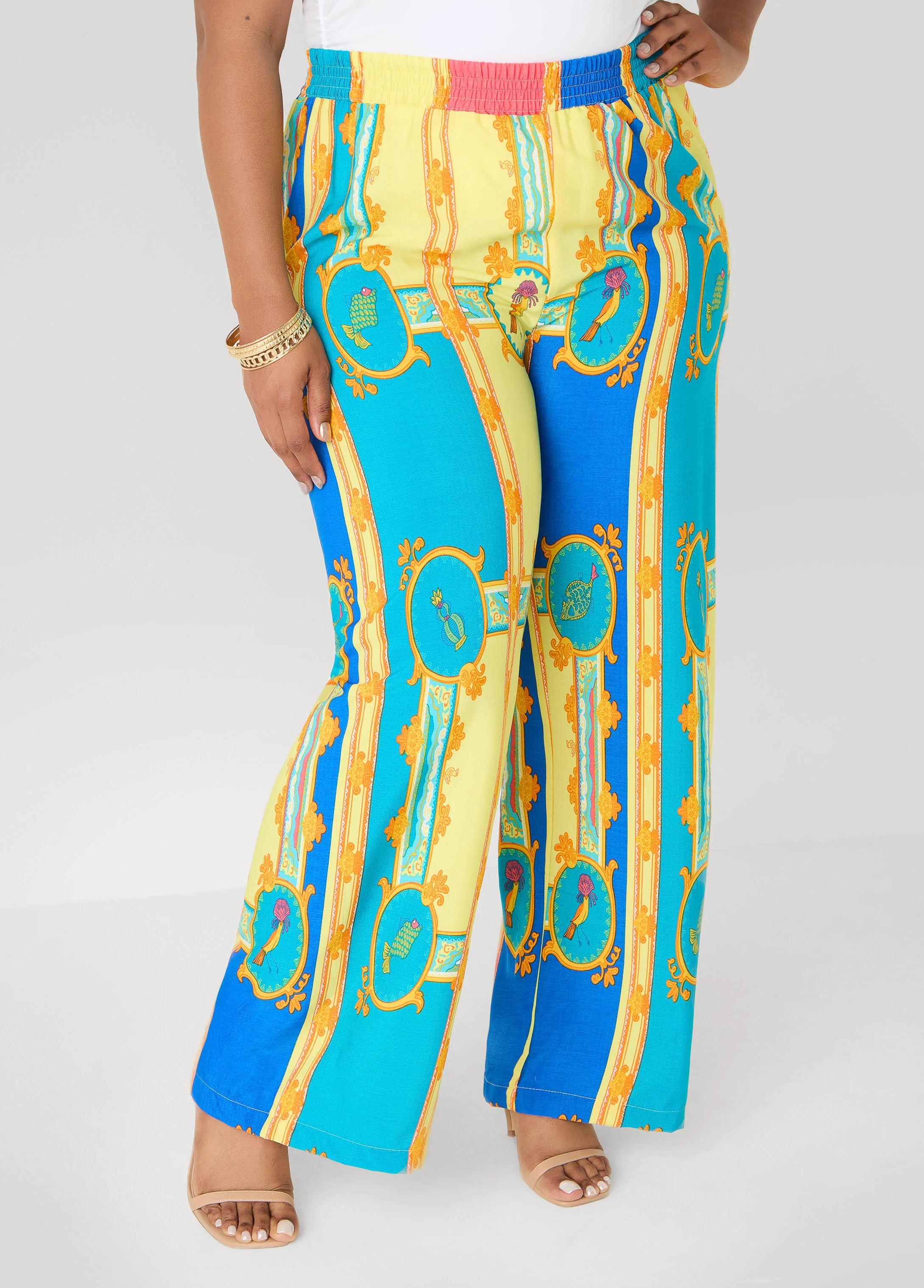 Scarf Print Wide Leg Pants - Image 4
