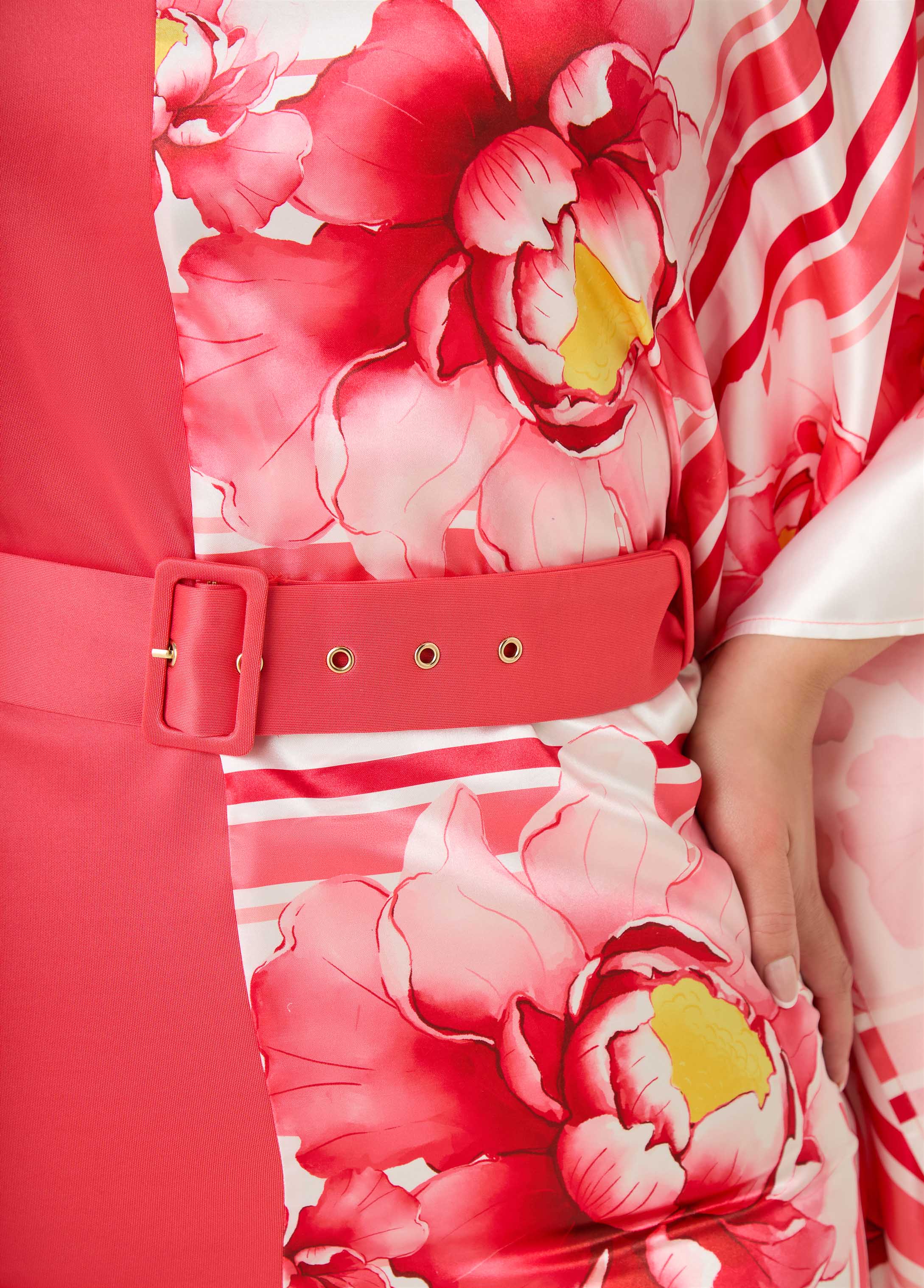 Paneled Floral Satin Dress - Image 4
