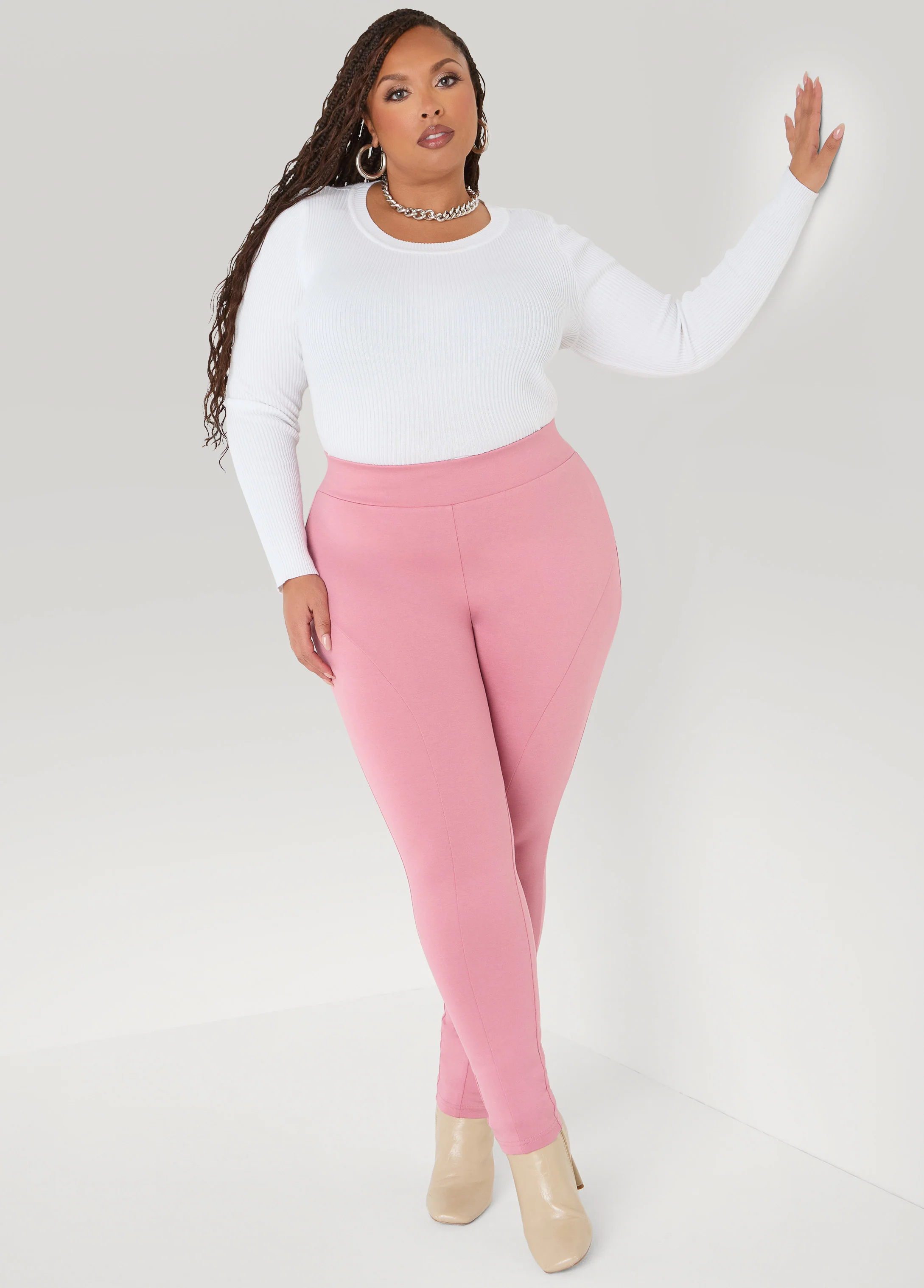 Seam Detailed Ponte Leggings - Image 3