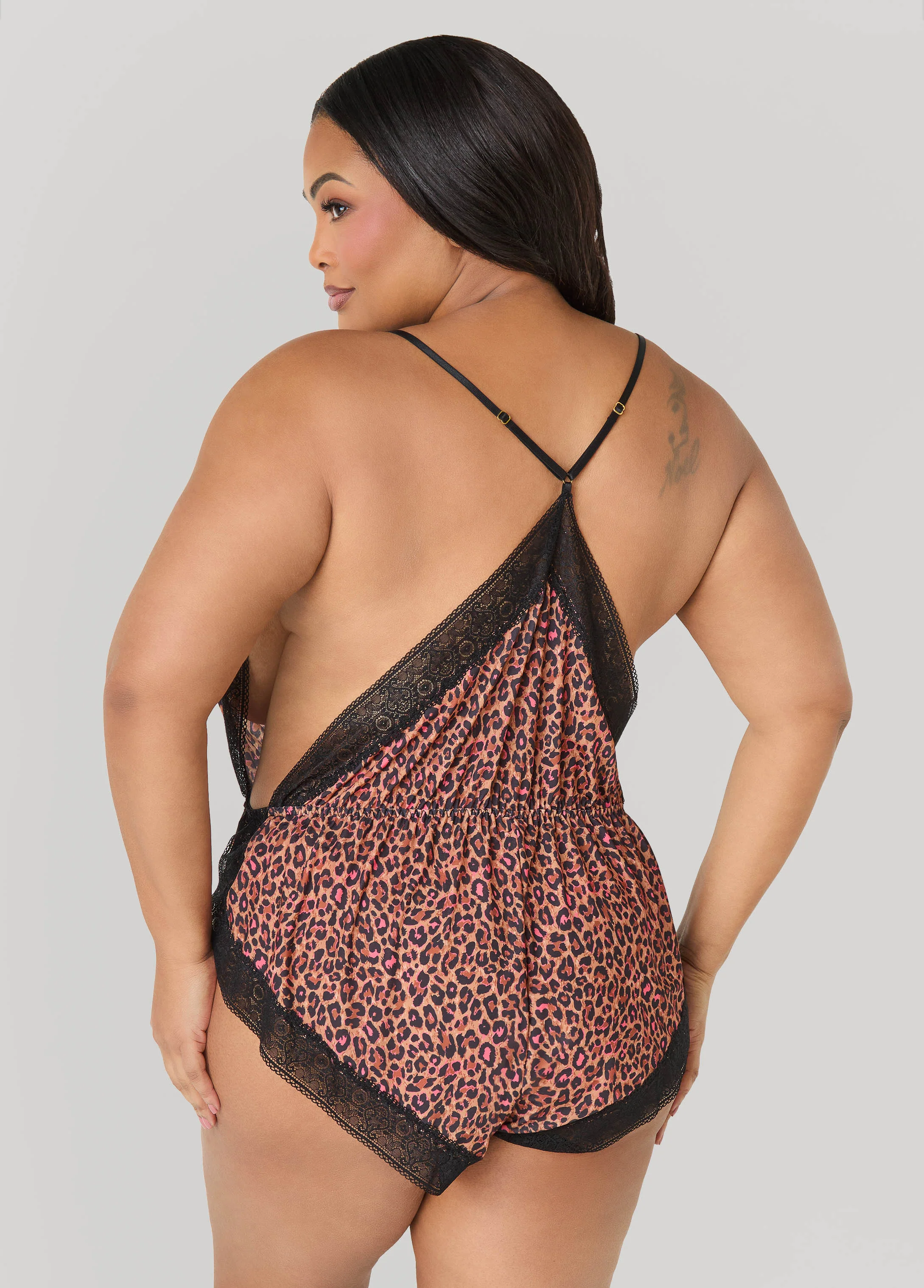 Leopard Print Lingerie Romper - Image 2