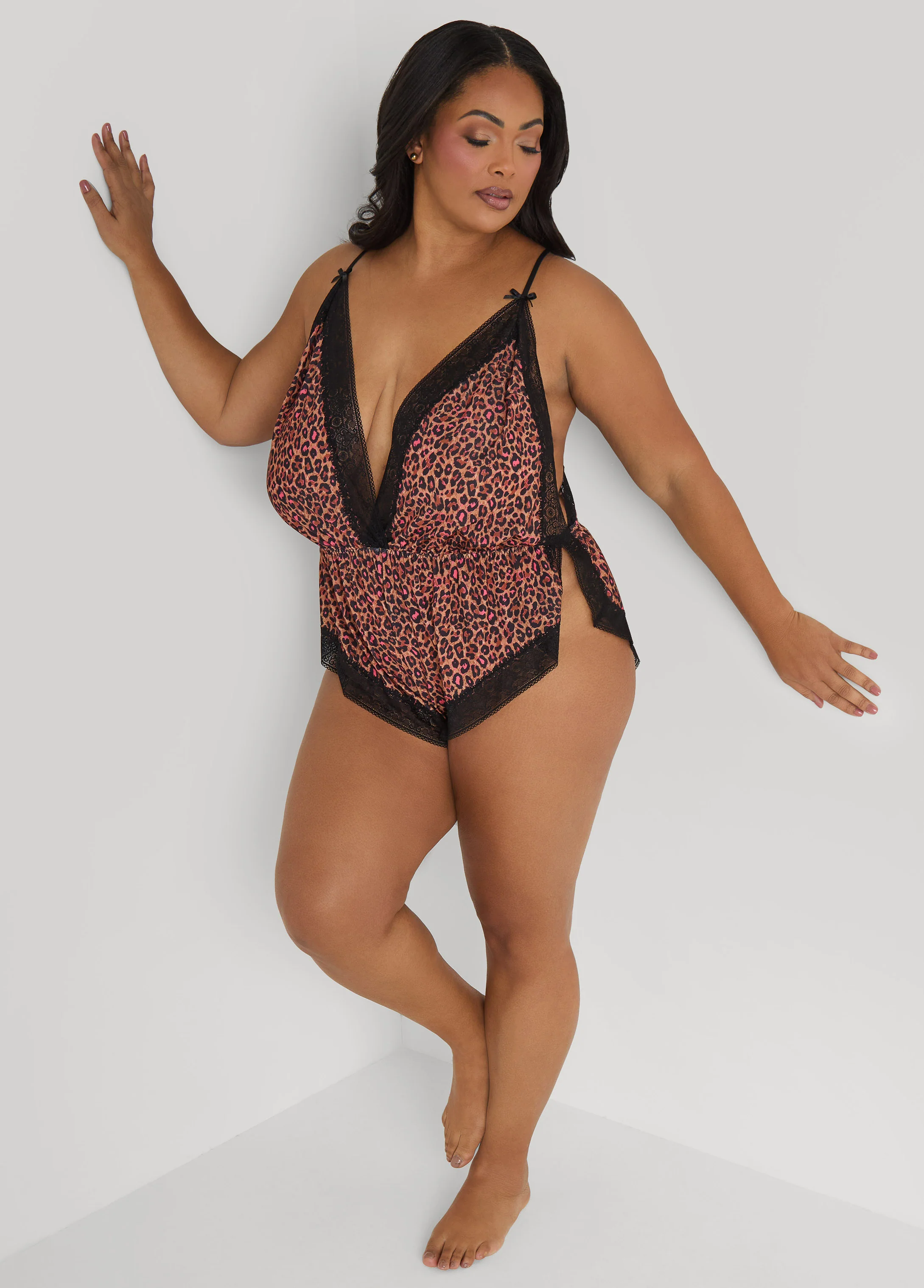 Leopard Print Lingerie Romper - Image 3