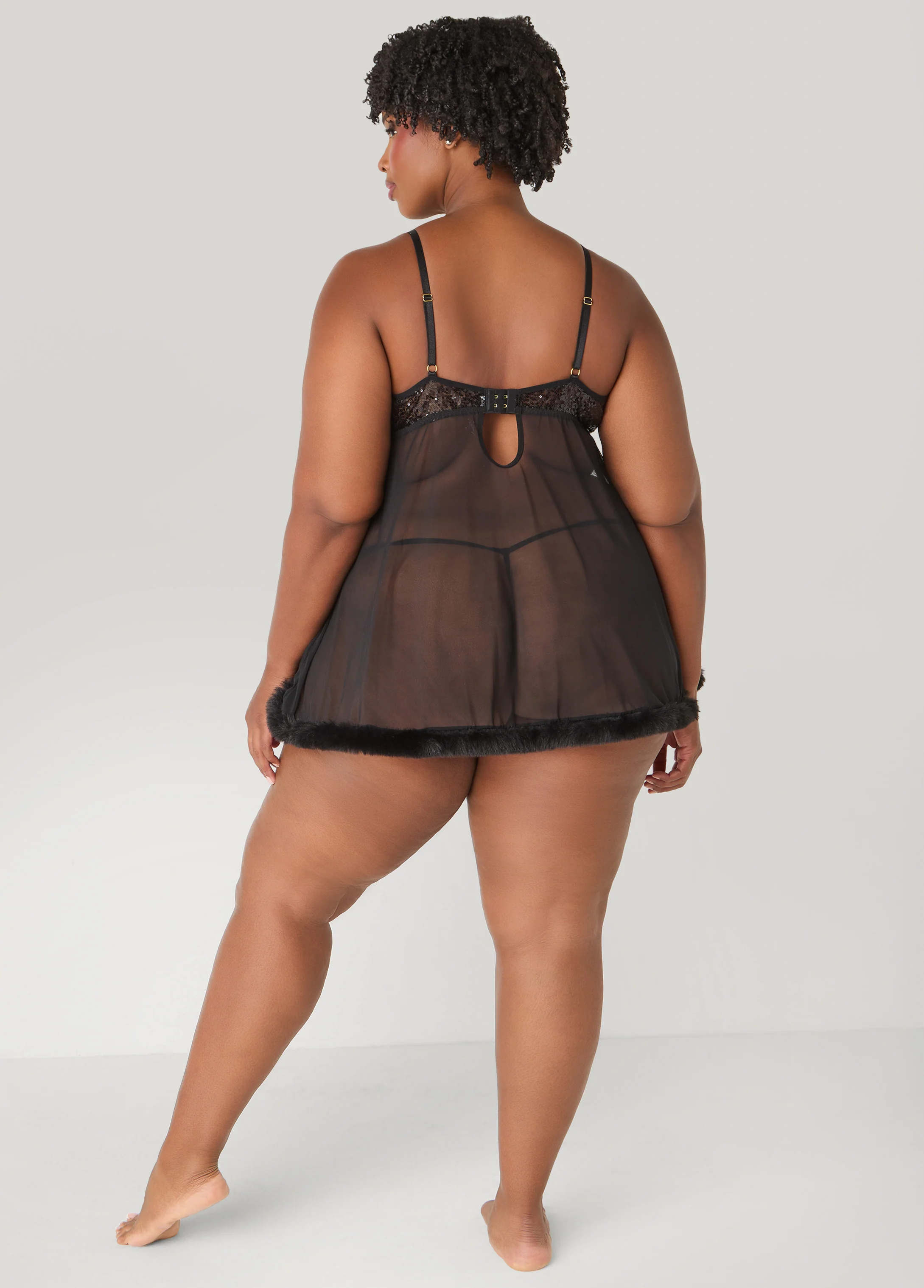 Faux Fur And Sequin Babydoll Set - Image 3