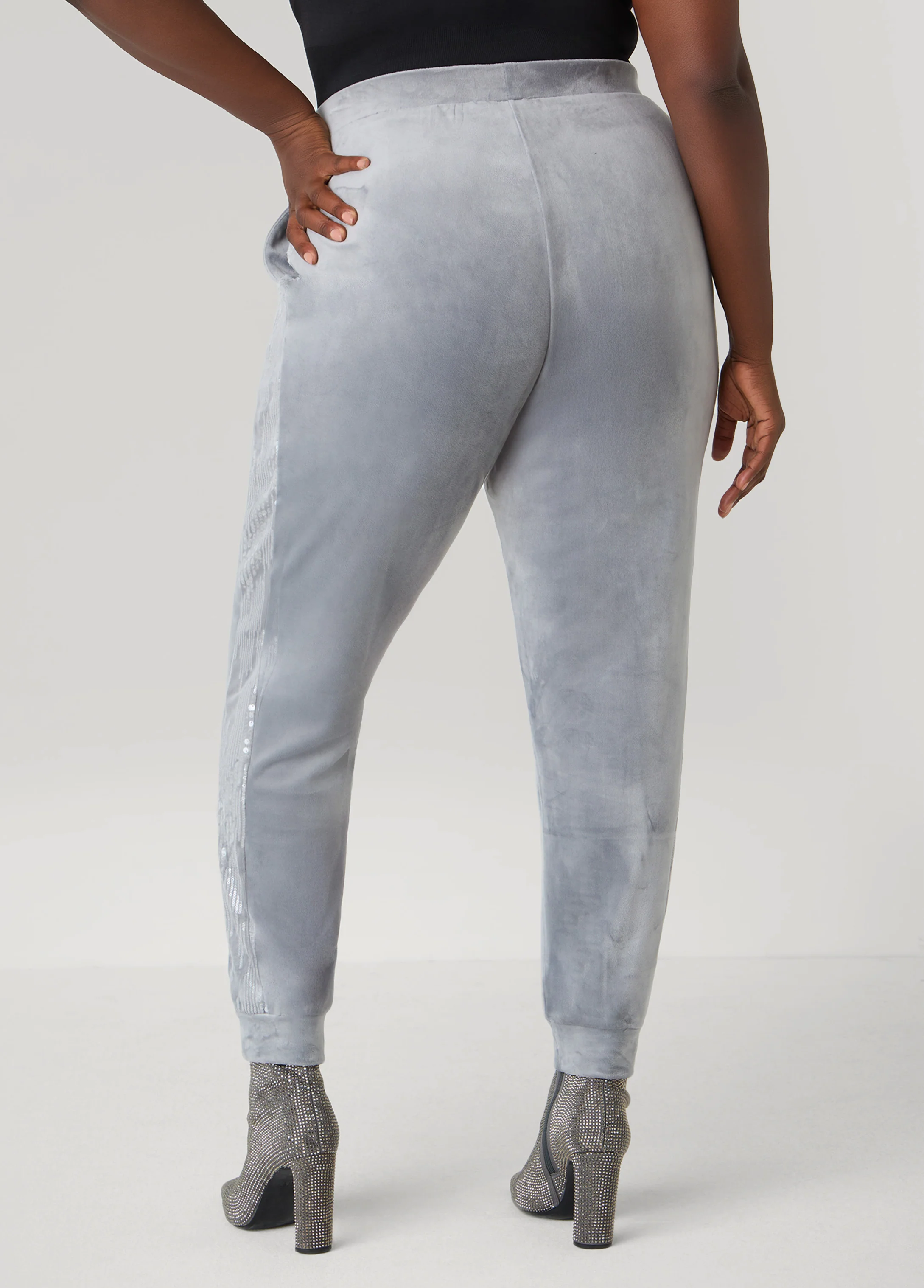 Sequined Velour Joggers - Image 2