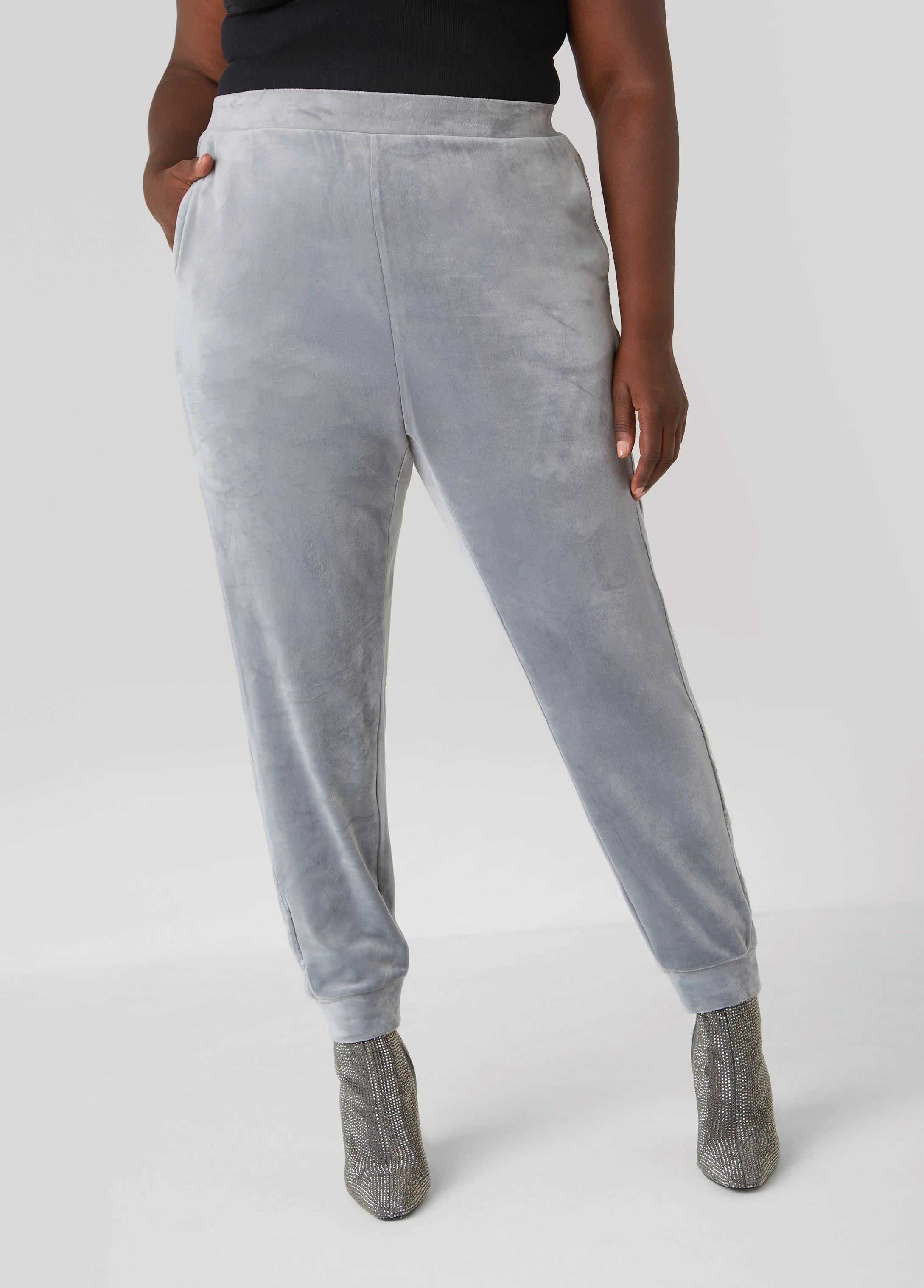 Sequined Velour Joggers - Image 3