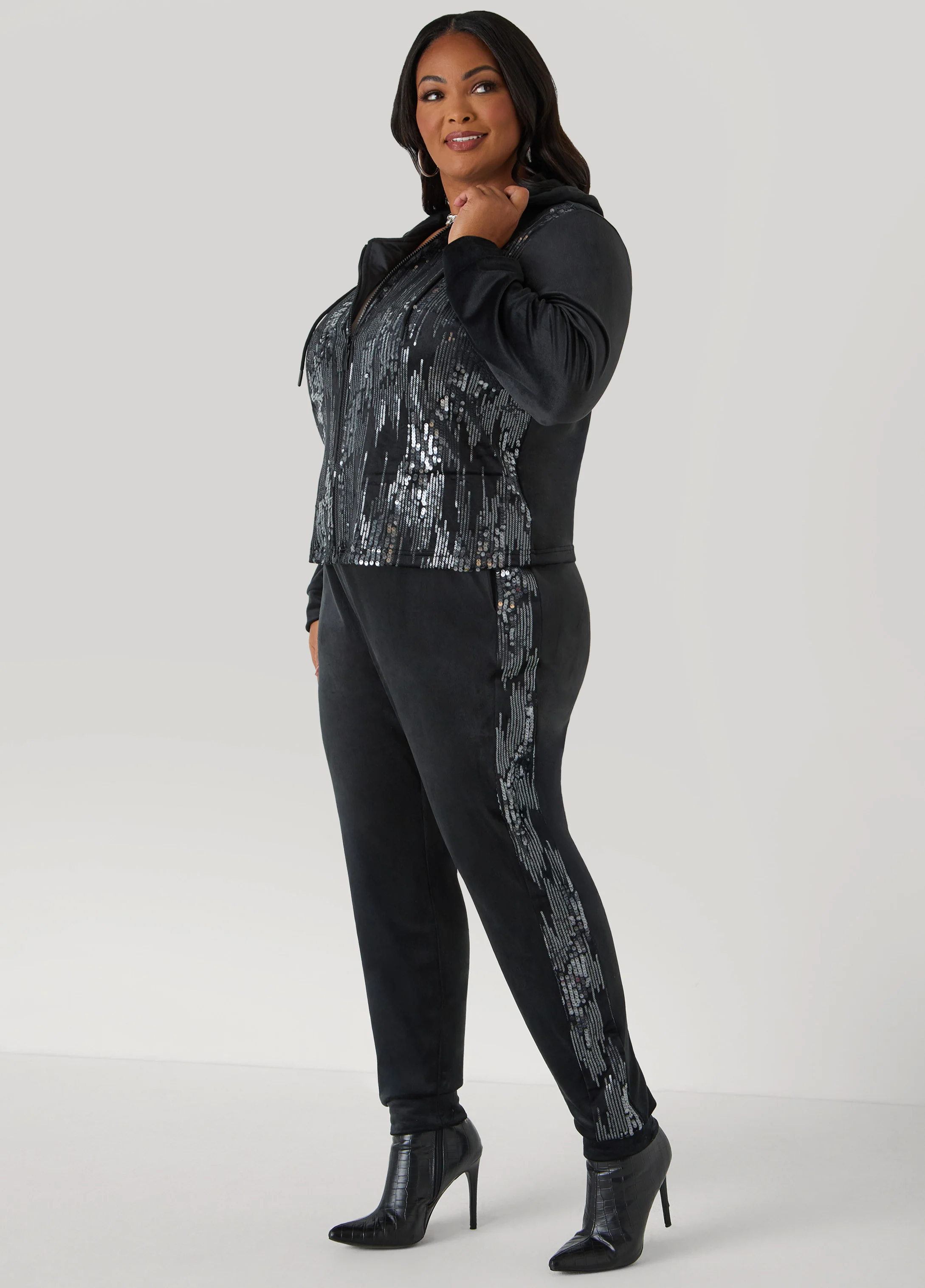 Sequined Velour Joggers - Image 4