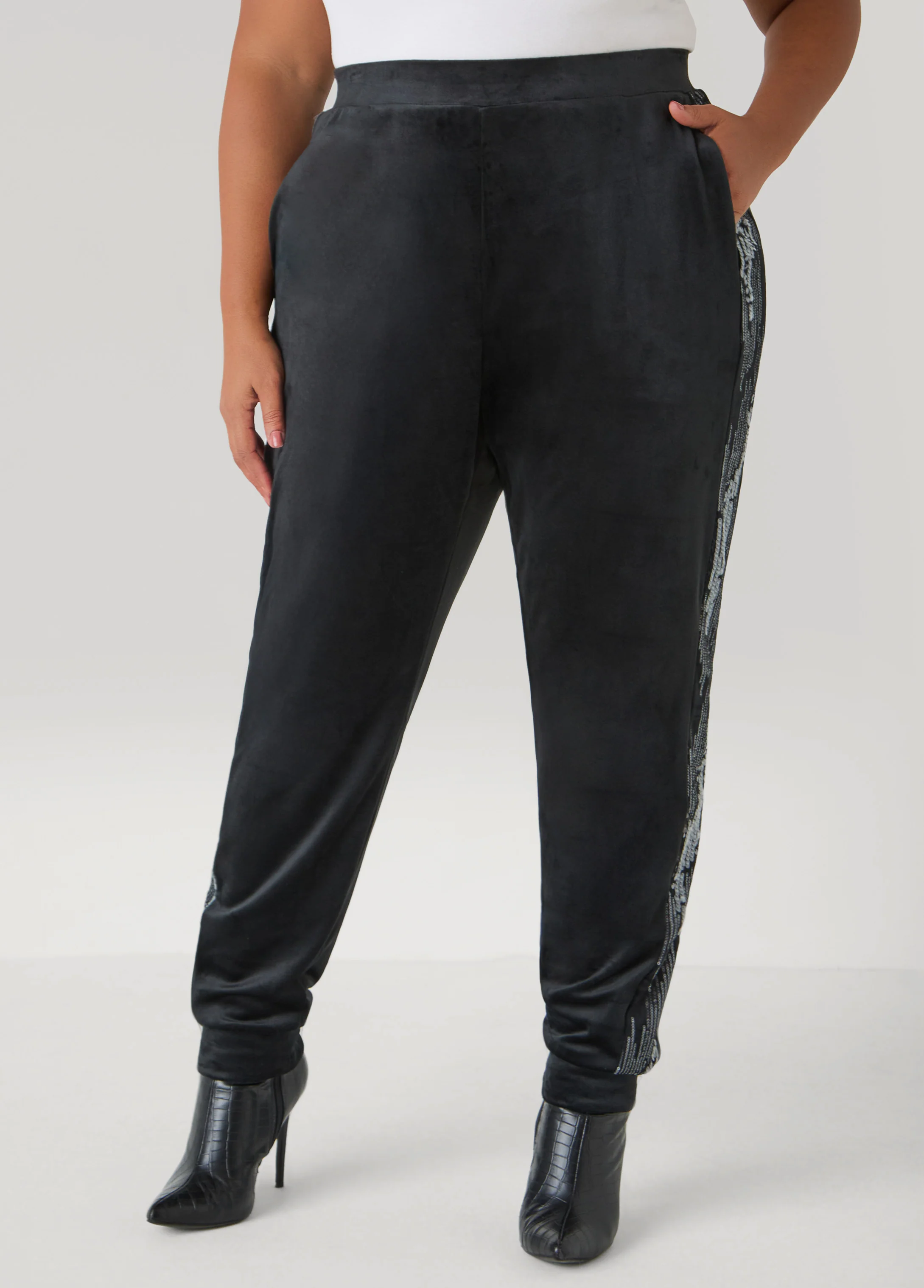 Sequined Velour Joggers - Image 6