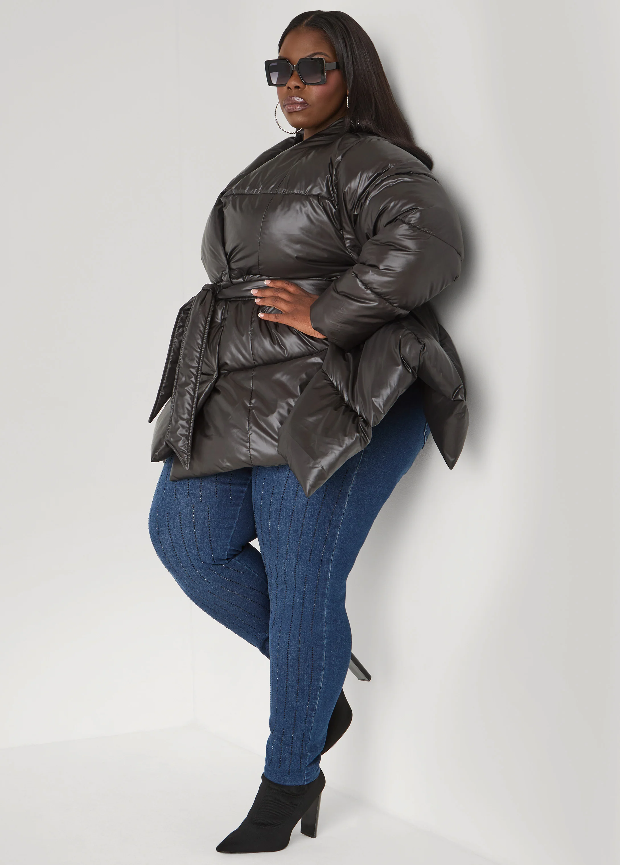 Asymmetric Belted Puffer Jacket - Image 4