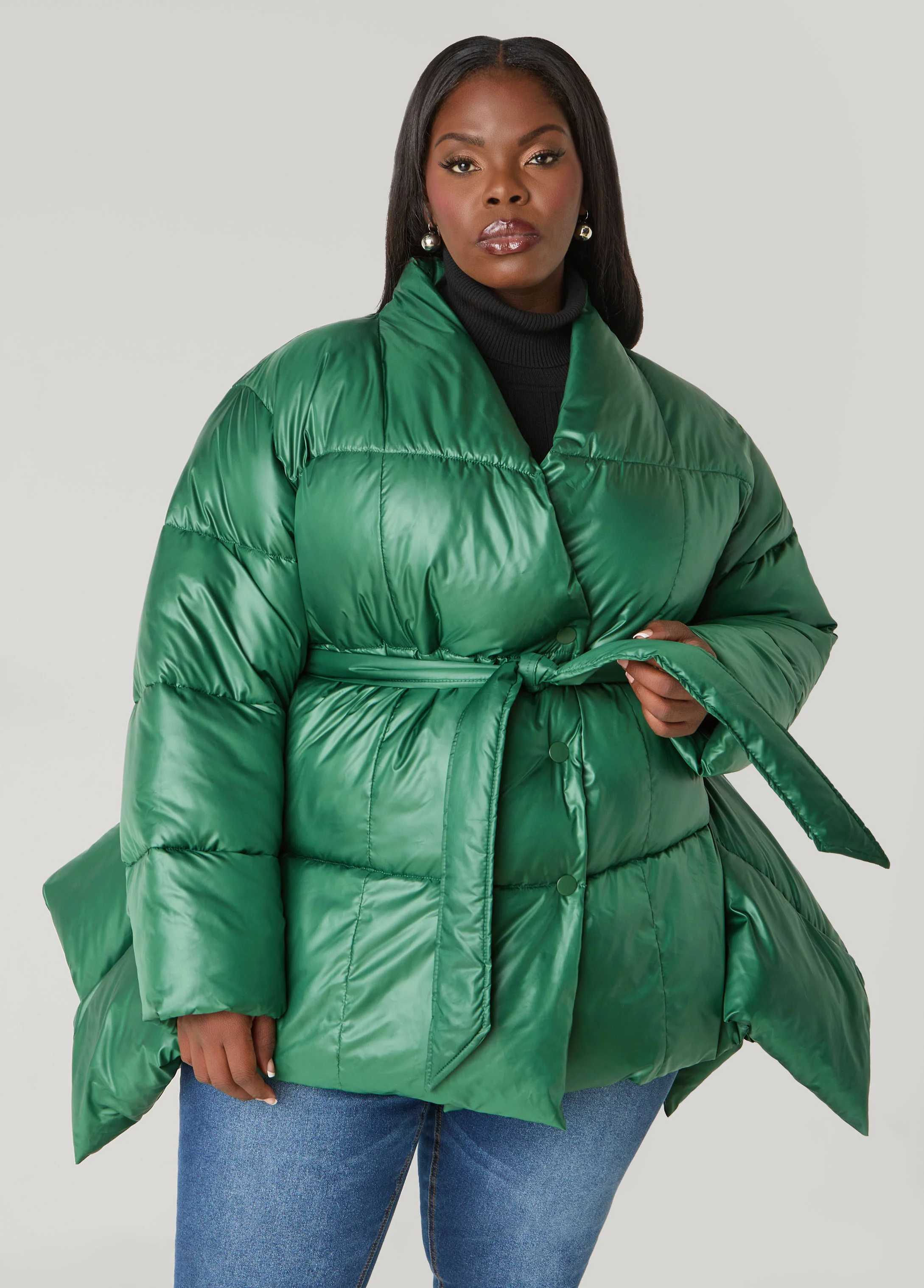 Asymmetric Belted Puffer Jacket - Image 7