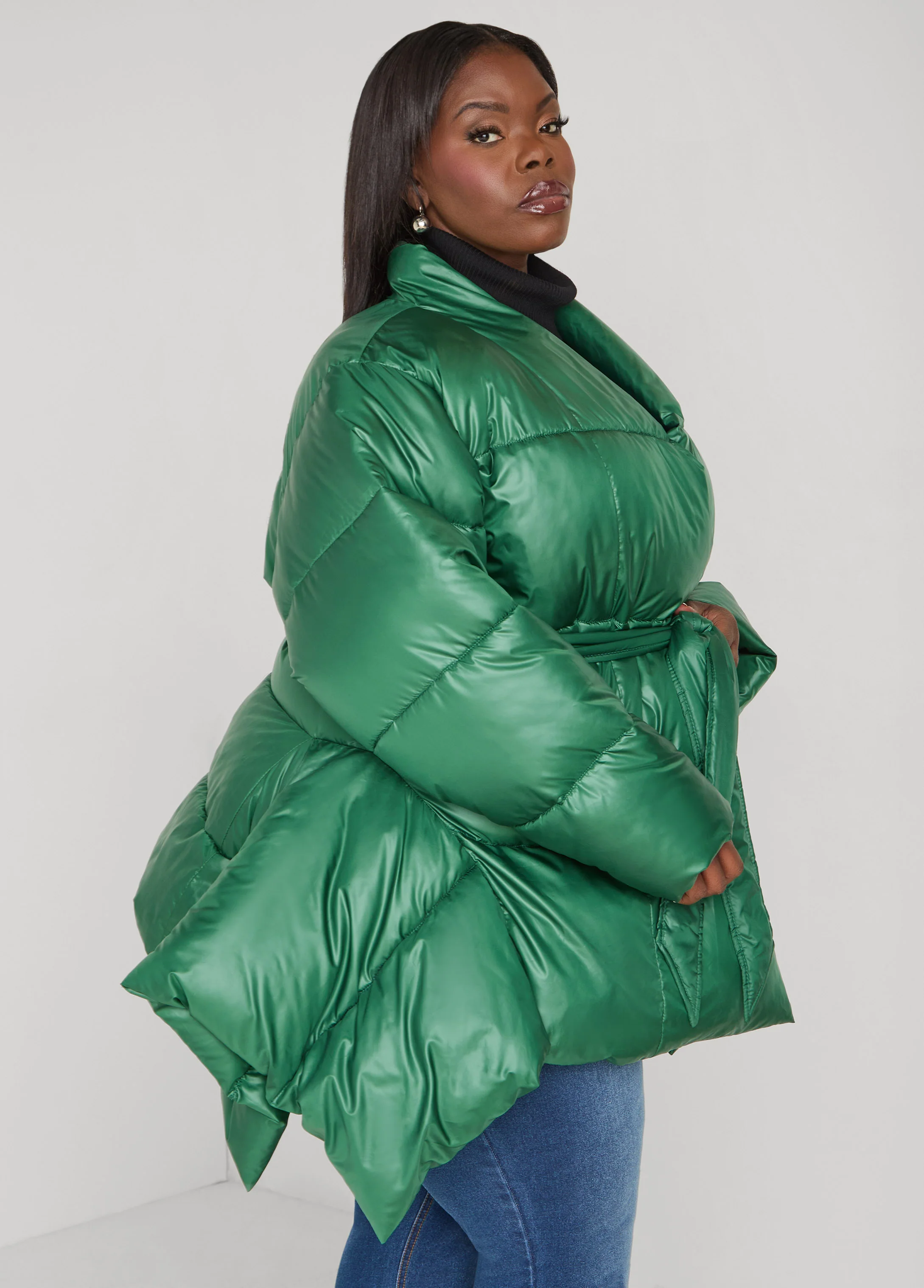 Asymmetric Belted Puffer Jacket - Image 8