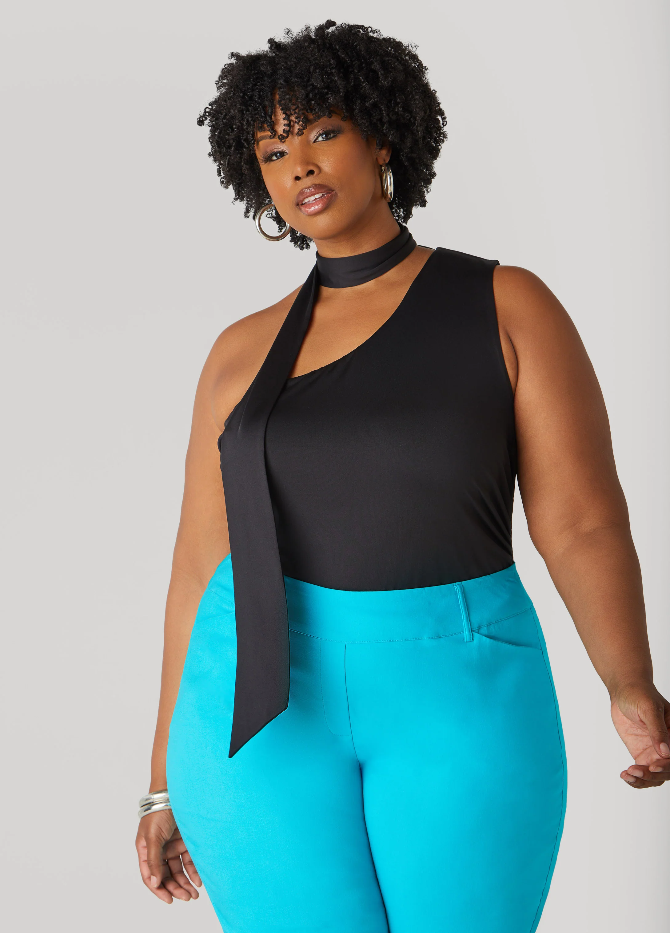 One Shoulder Scarf Neck Top - Image 5