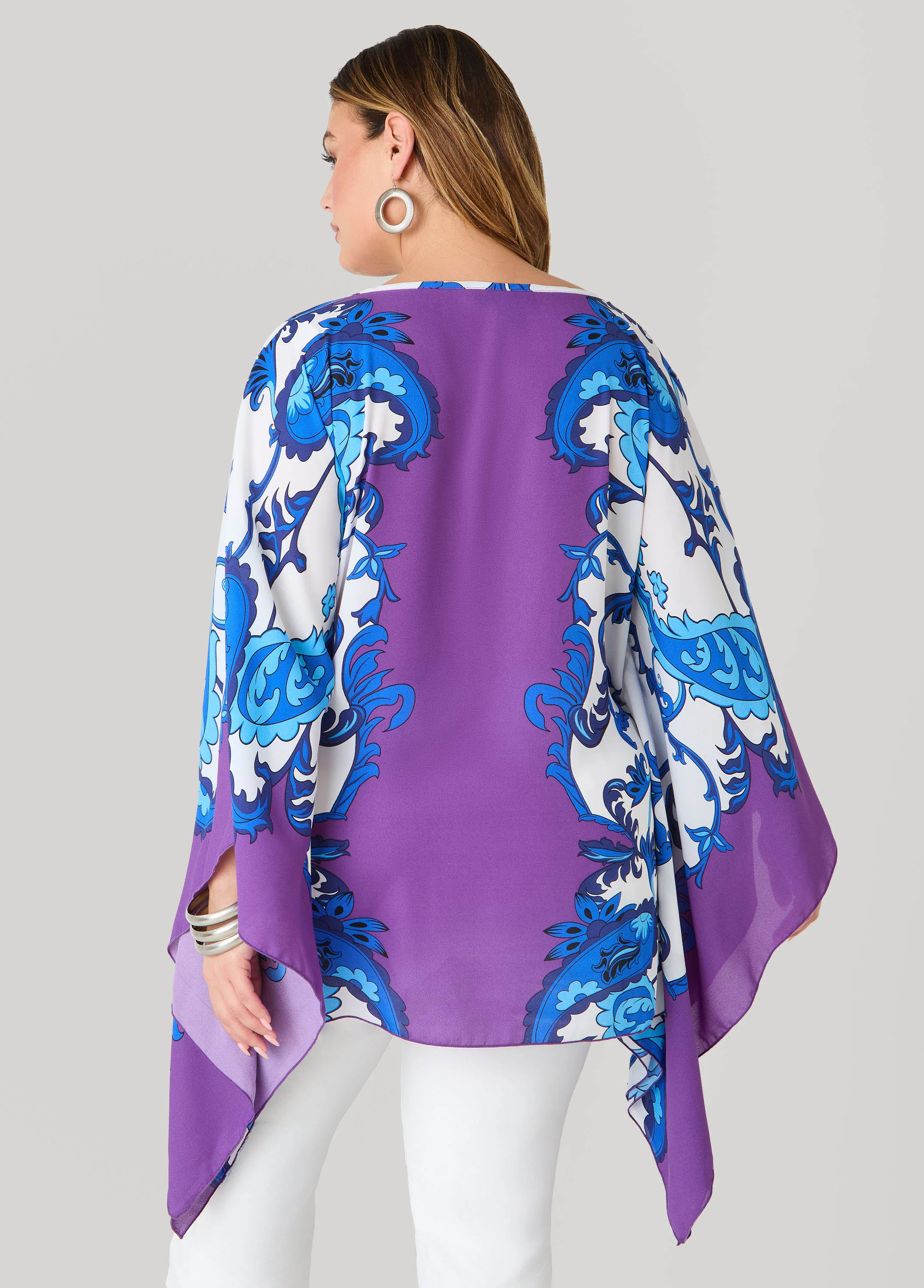 Draped Printed Poncho - Image 2