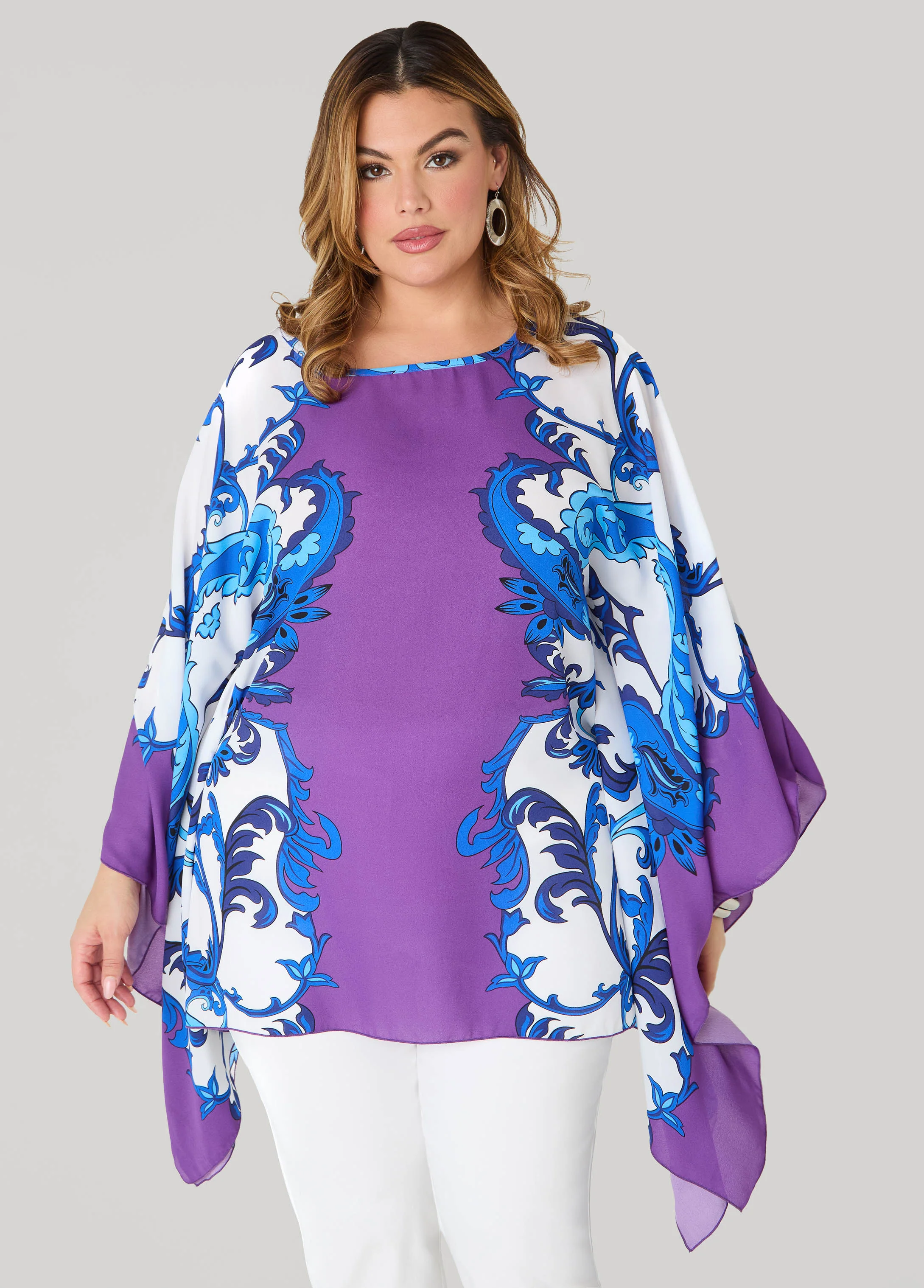 Draped Printed Poncho - Image 4