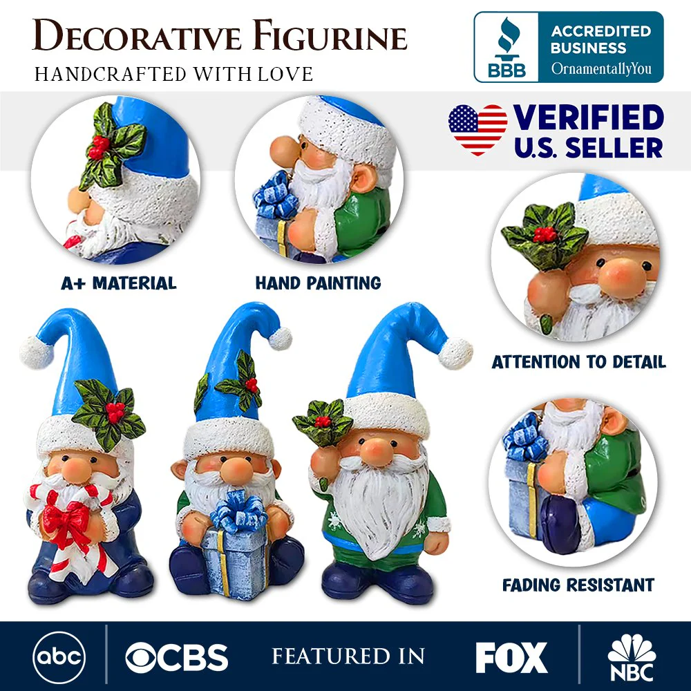 Set of Three Christmas Gnome Figurines - Image 2