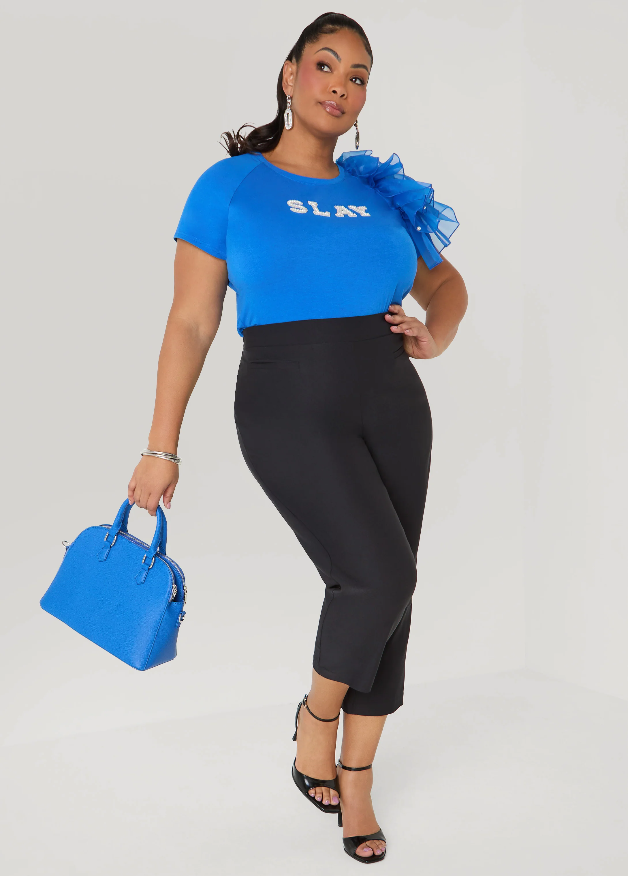 Slay Embellished Ruffled Tee - Image 3