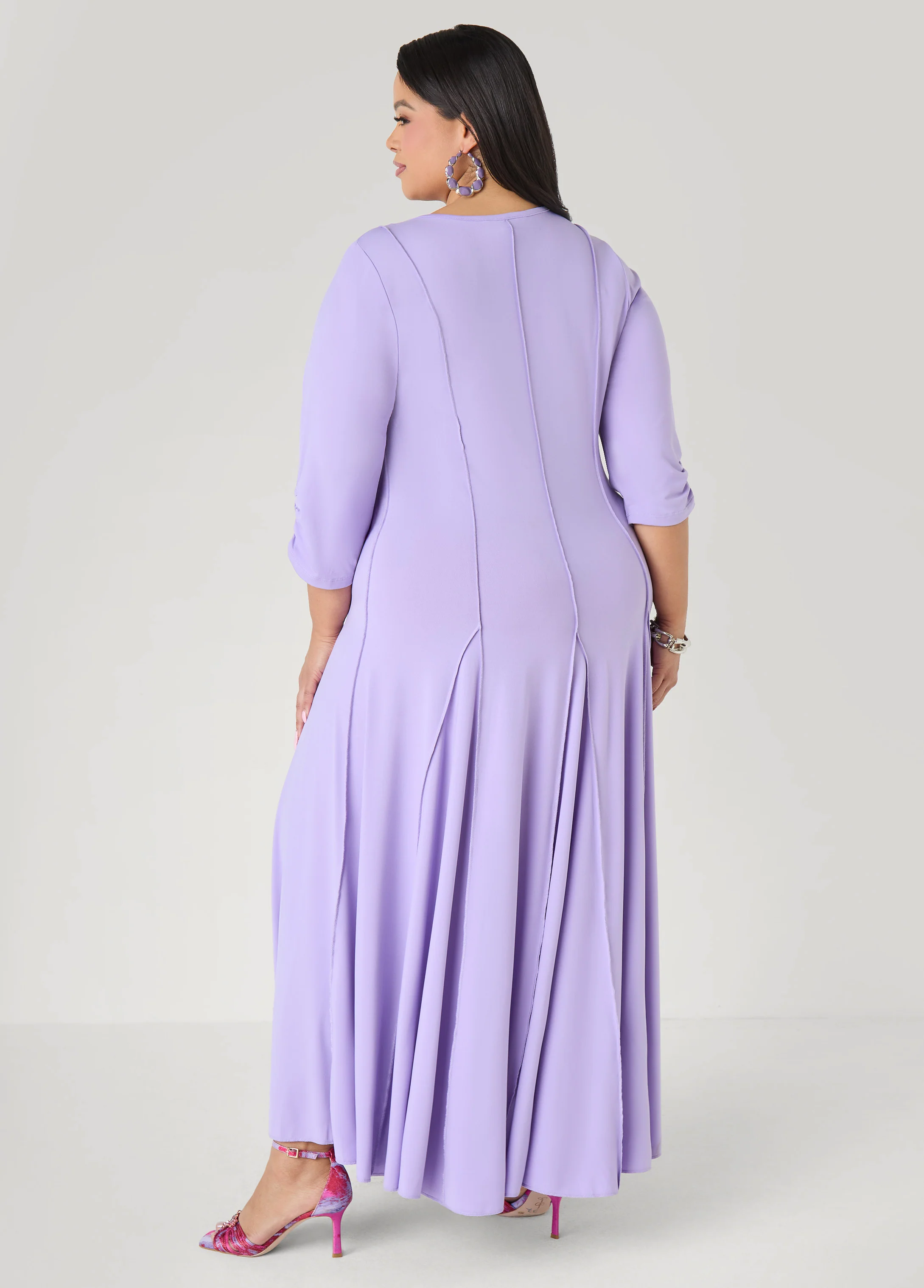 Ruched Sleeve Seamed Maxi Dress - Image 11