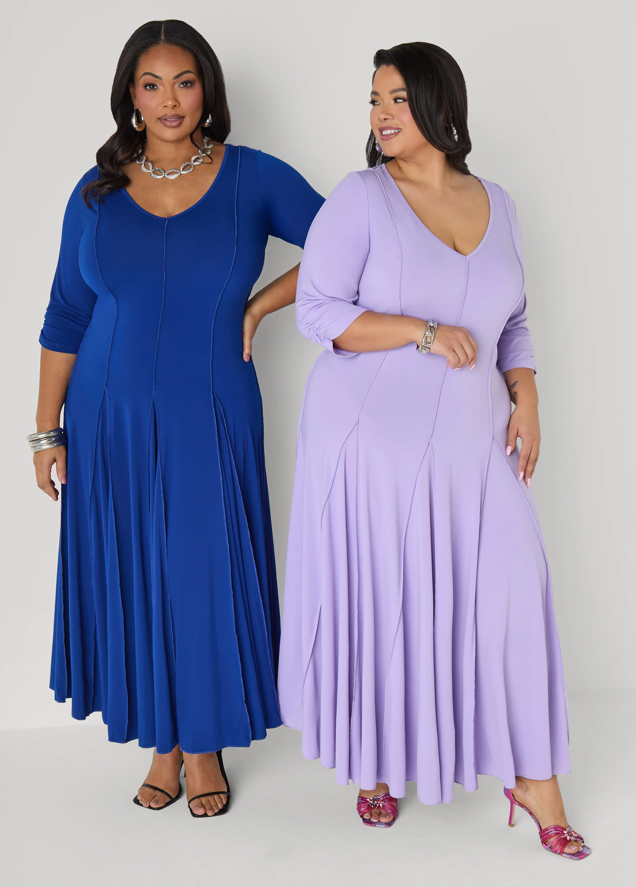 Ruched Sleeve Seamed Maxi Dress - Image 14