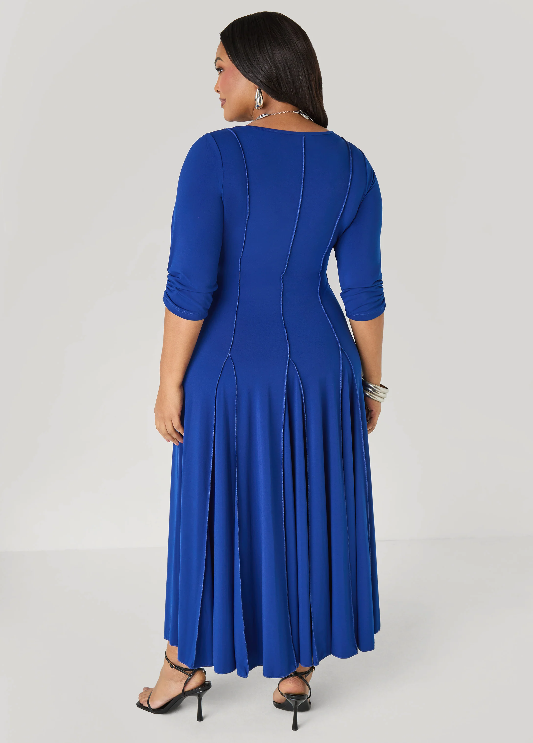 Ruched Sleeve Seamed Maxi Dress - Image 2