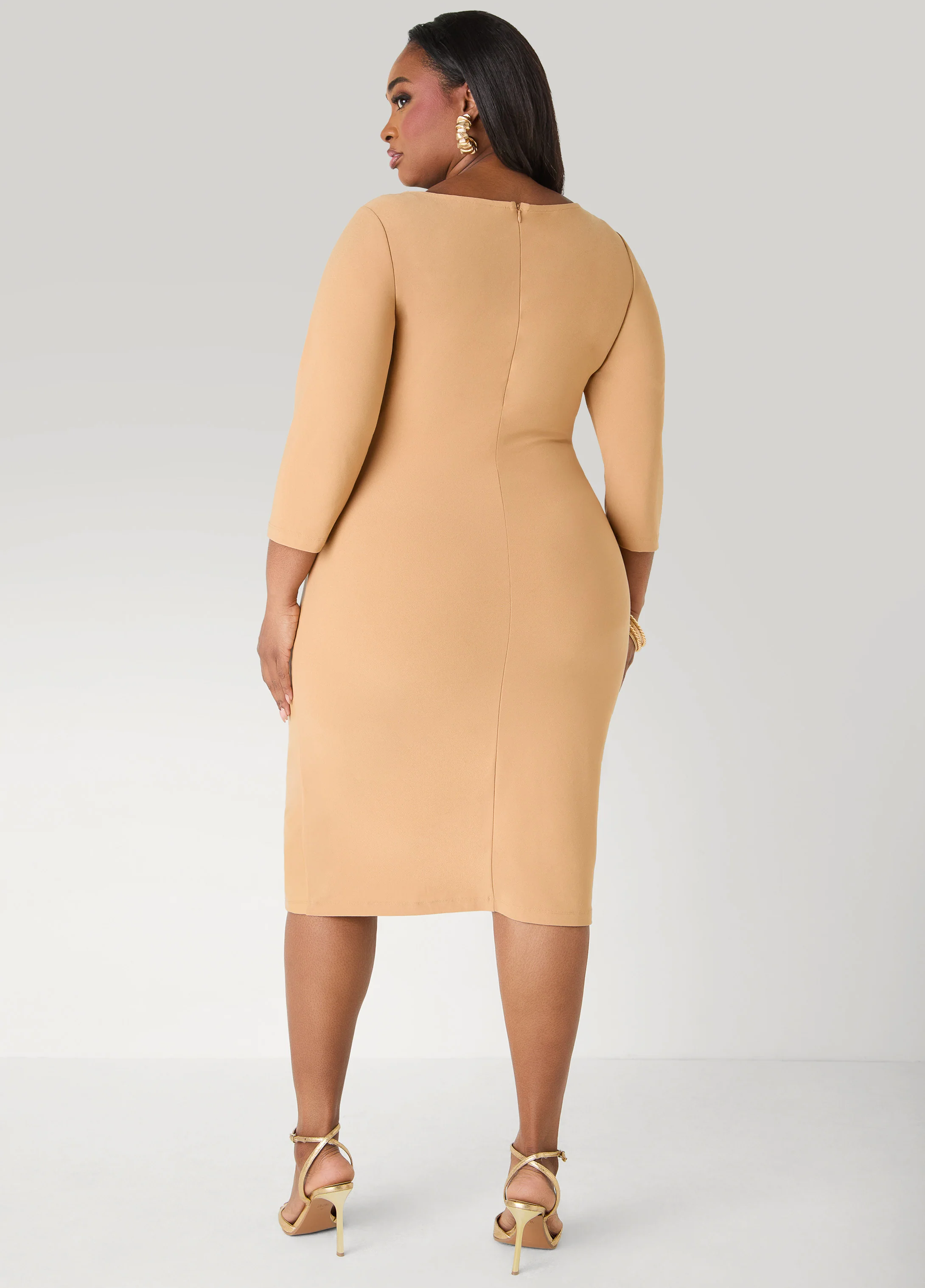 Paneled Zip Detailed Sheath Dress - Image 2