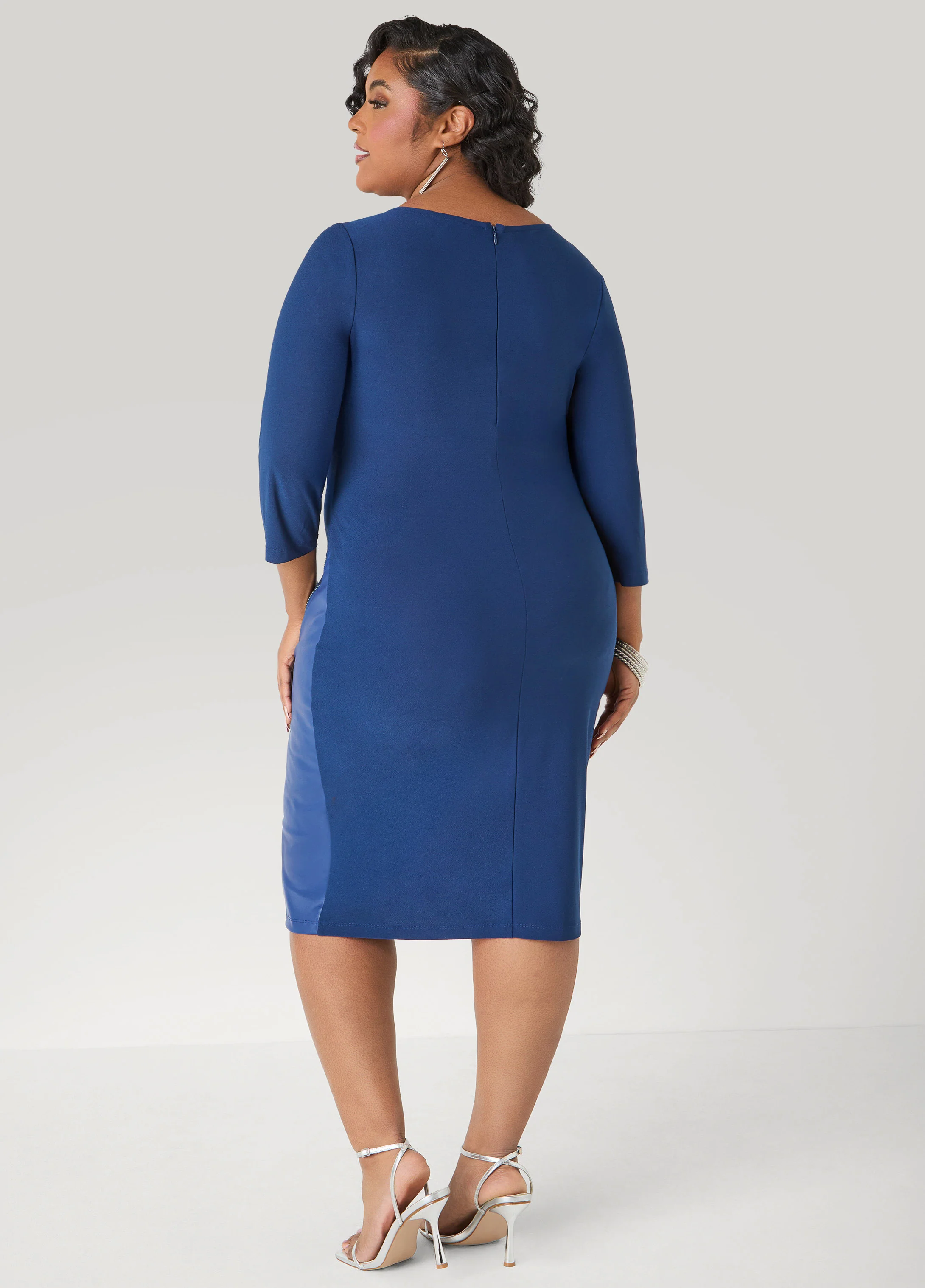 Paneled Zip Detailed Sheath Dress - Image 6