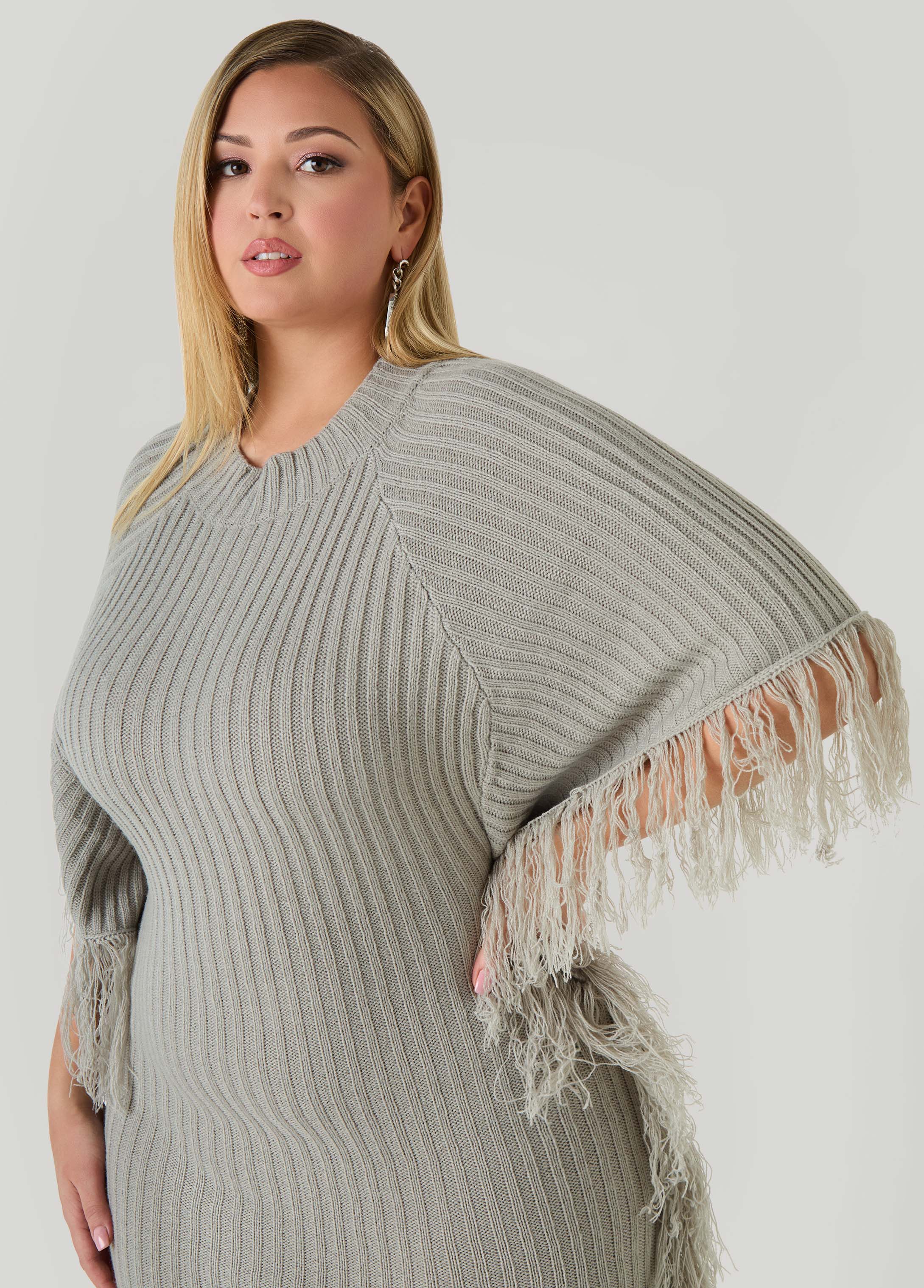 Fringed Maxi Sweater Dress - Image 2
