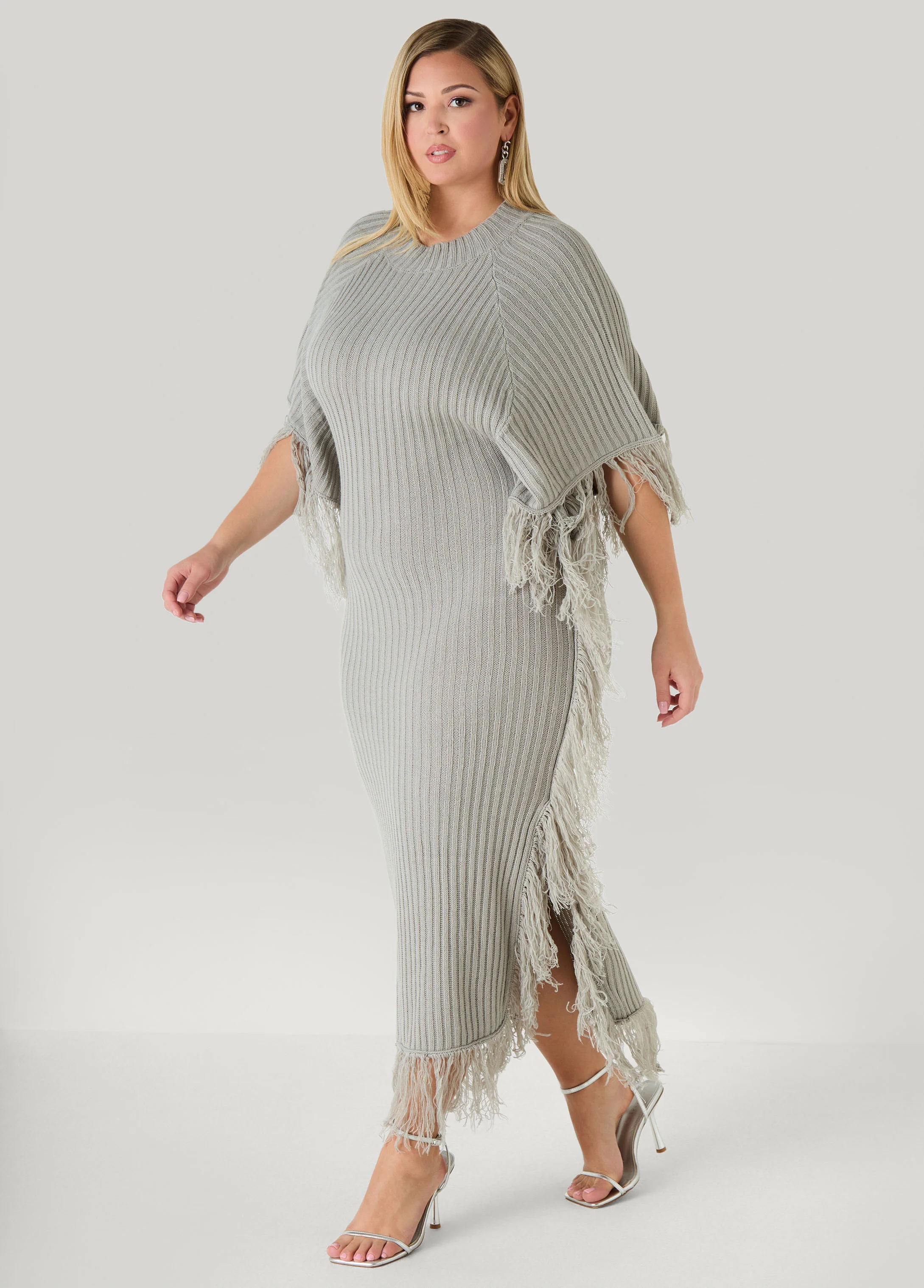 Fringed Maxi Sweater Dress - Image 3