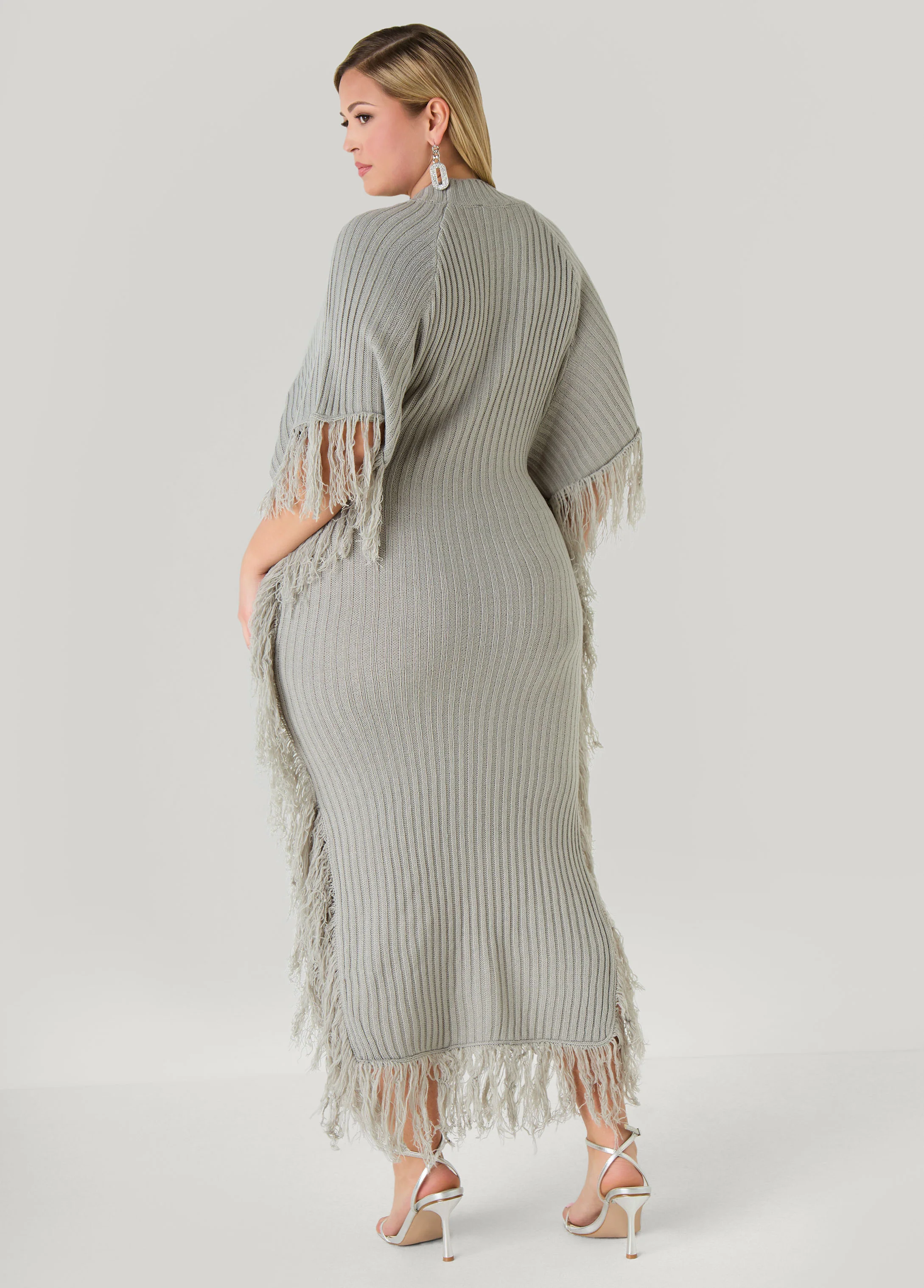 Fringed Maxi Sweater Dress - Image 4