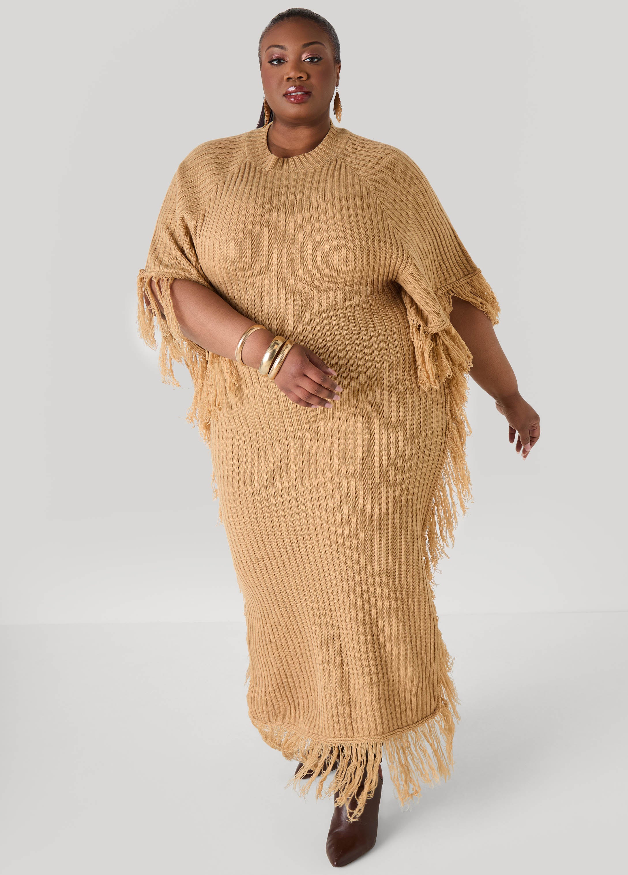 Fringed Maxi Sweater Dress - Image 5