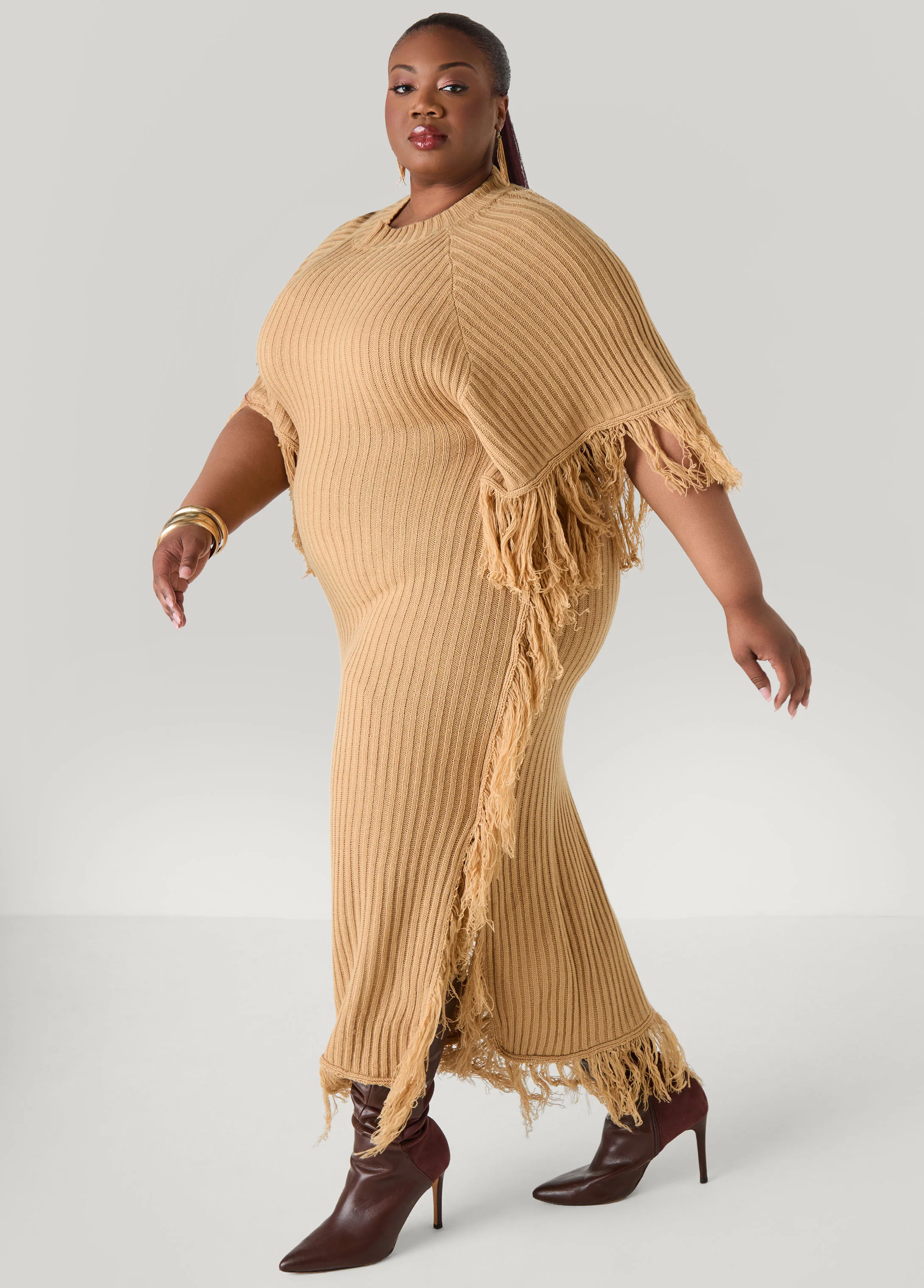 Fringed Maxi Sweater Dress - Image 6