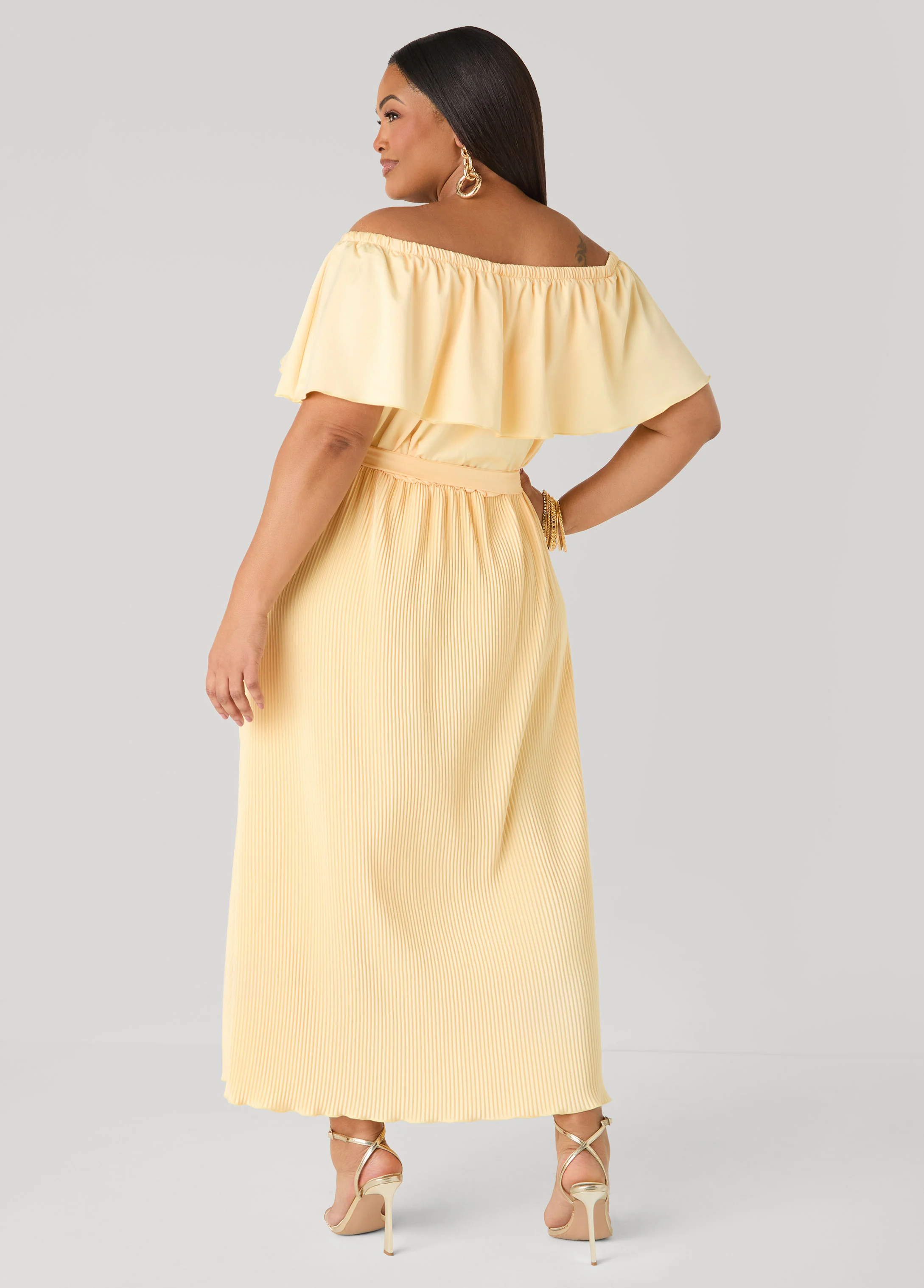 Off The Shoulder Satin Maxi Dress - Image 2