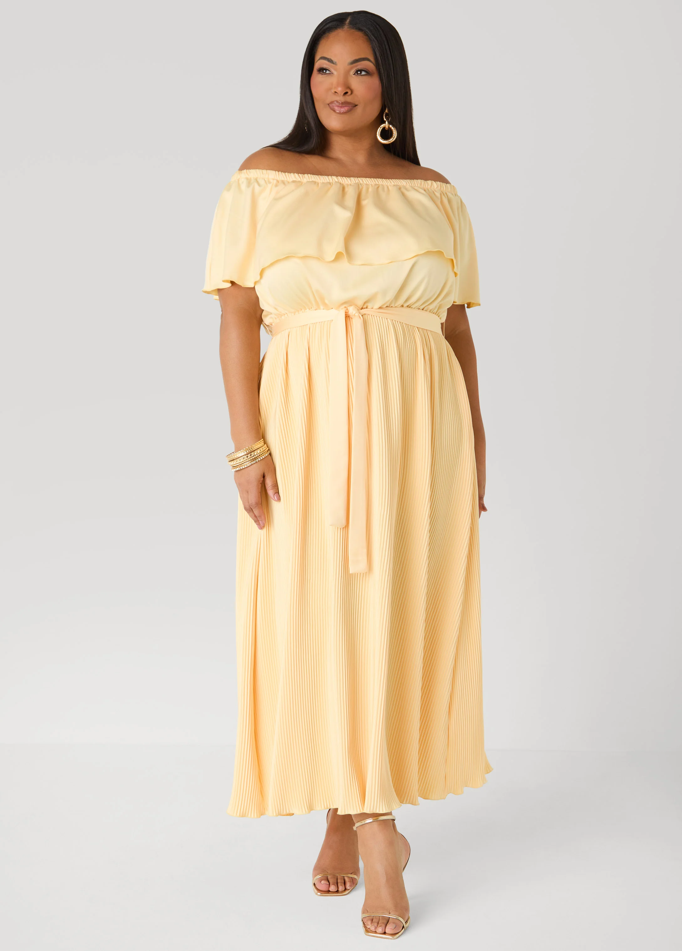 Off The Shoulder Satin Maxi Dress - Image 3