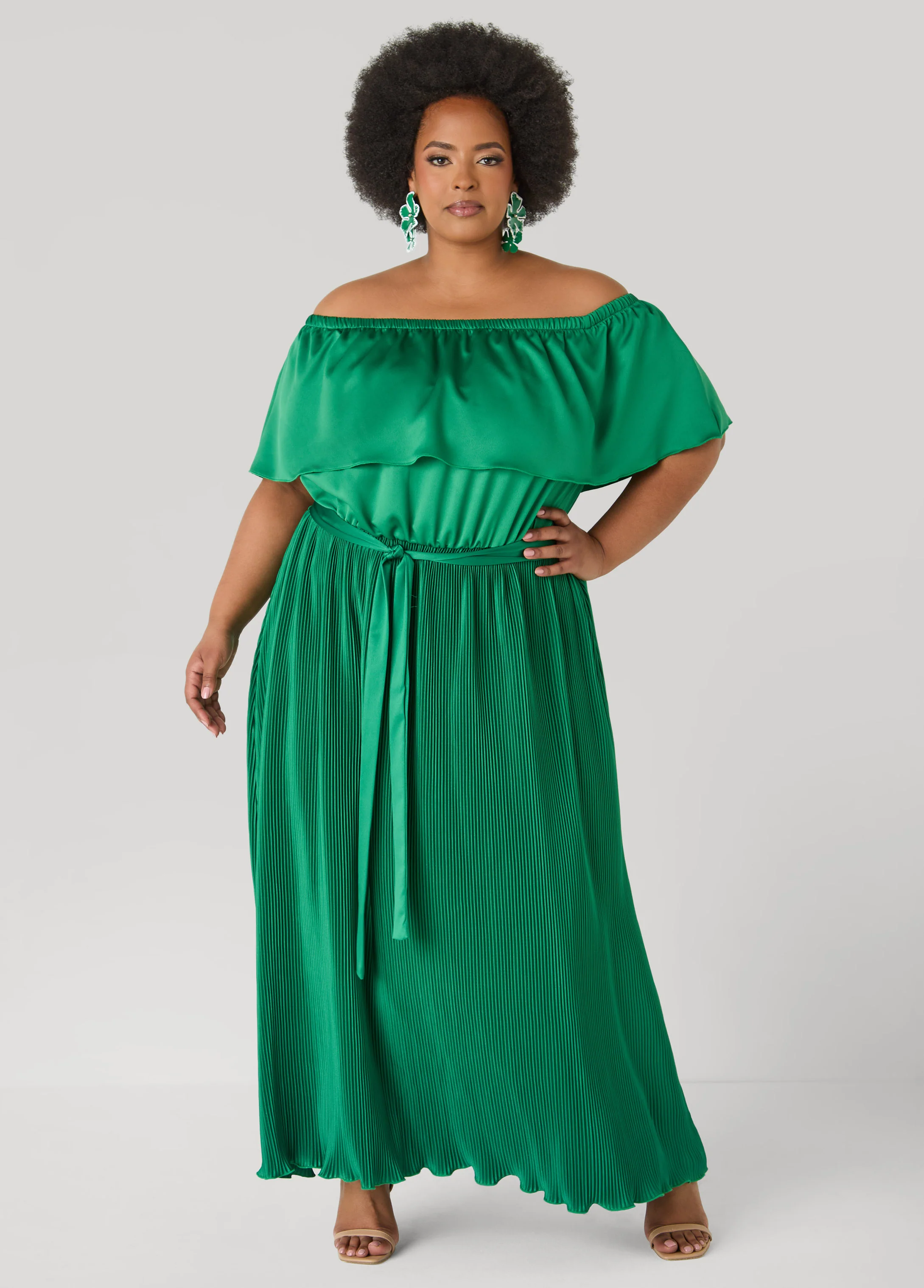 Off The Shoulder Satin Maxi Dress - Image 5
