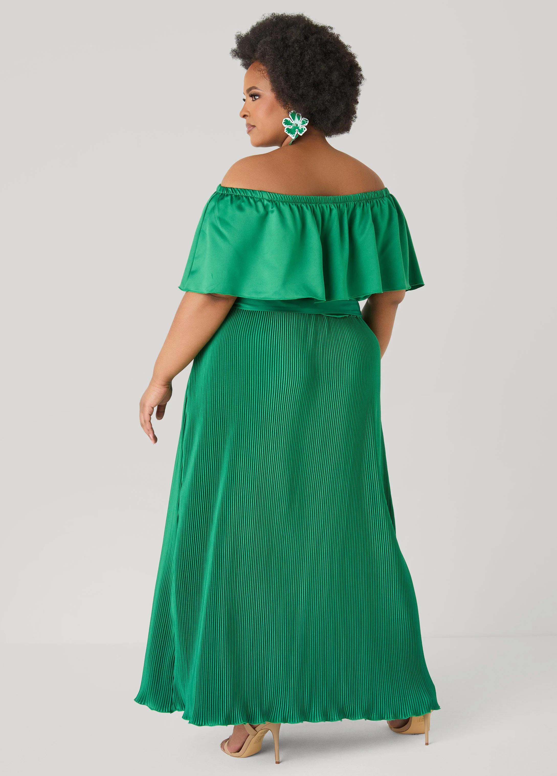 Off The Shoulder Satin Maxi Dress - Image 6