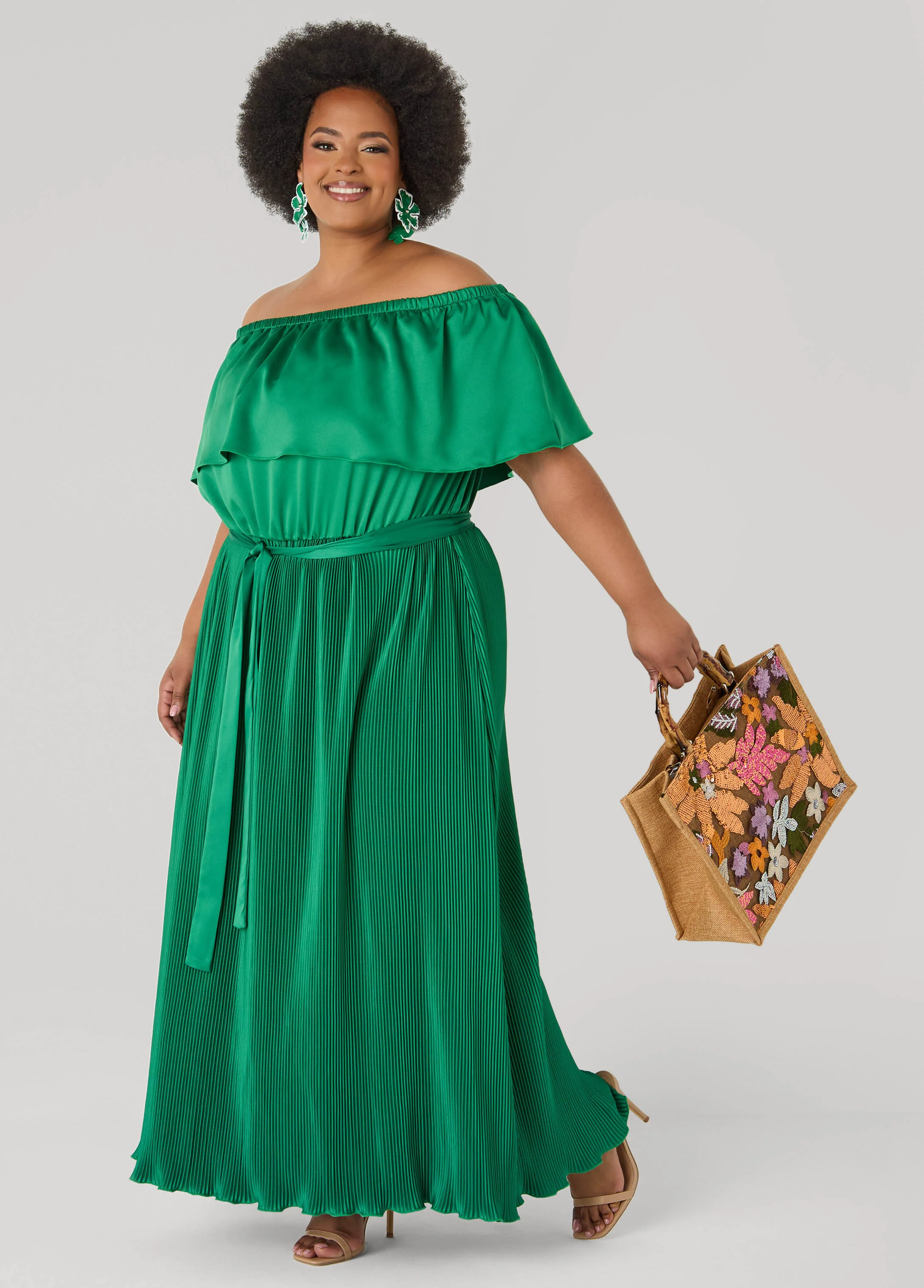 Off The Shoulder Satin Maxi Dress - Image 7