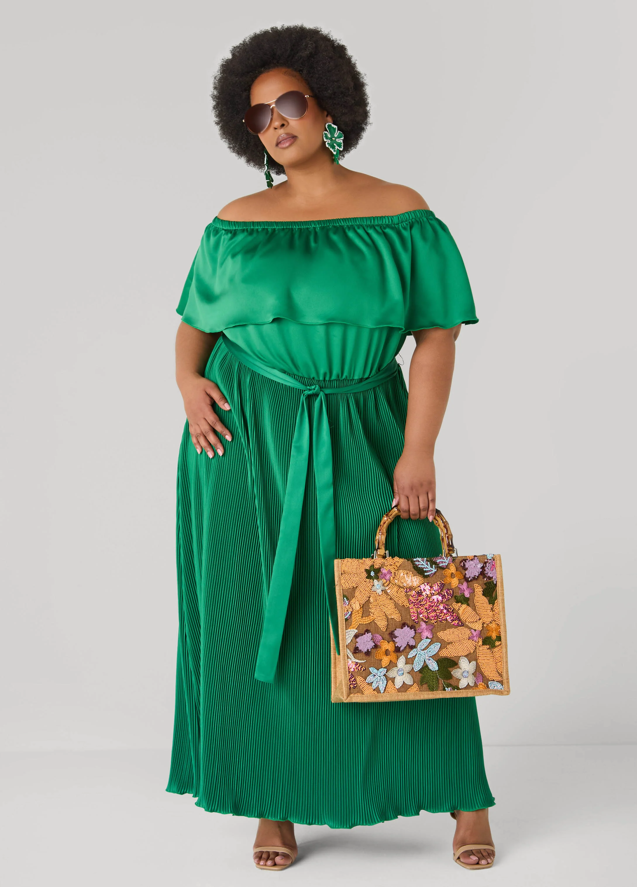 Off The Shoulder Satin Maxi Dress - Image 8